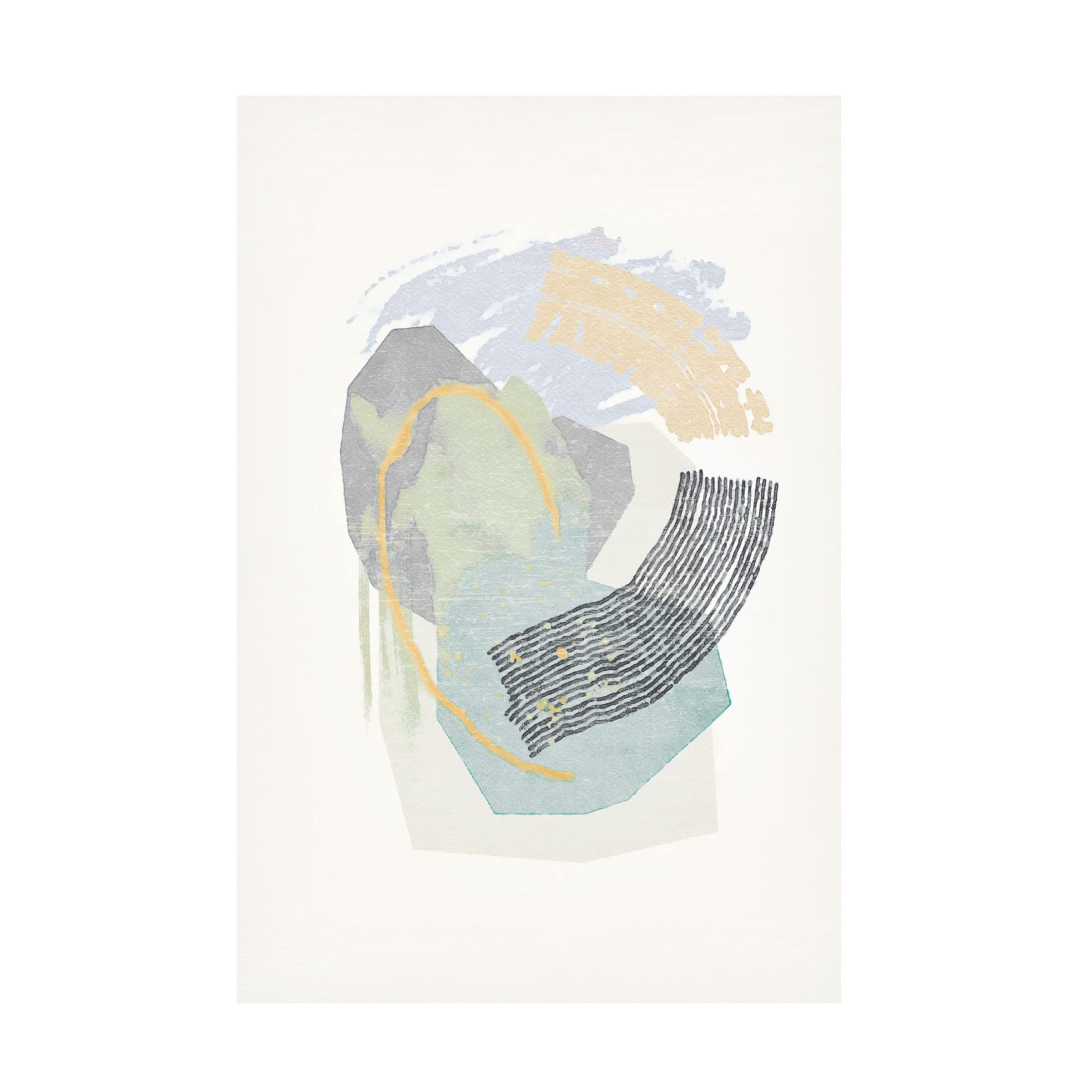 Trademark Fine Art 'Lichen Rocks No 2' Canvas Wall Art Print by Suzanne Nicoll - Nature Landscape Painting for Living Room, Bedroom & Office Decor