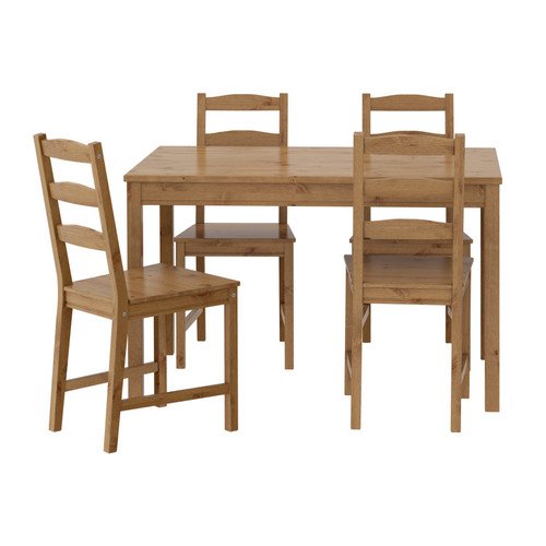 Solid Pine Dining Table and 4 Chairs Set - Rustic Wood Kitchen Furniture for Small Spaces, Breakfast Nook & Cozy Family Meals