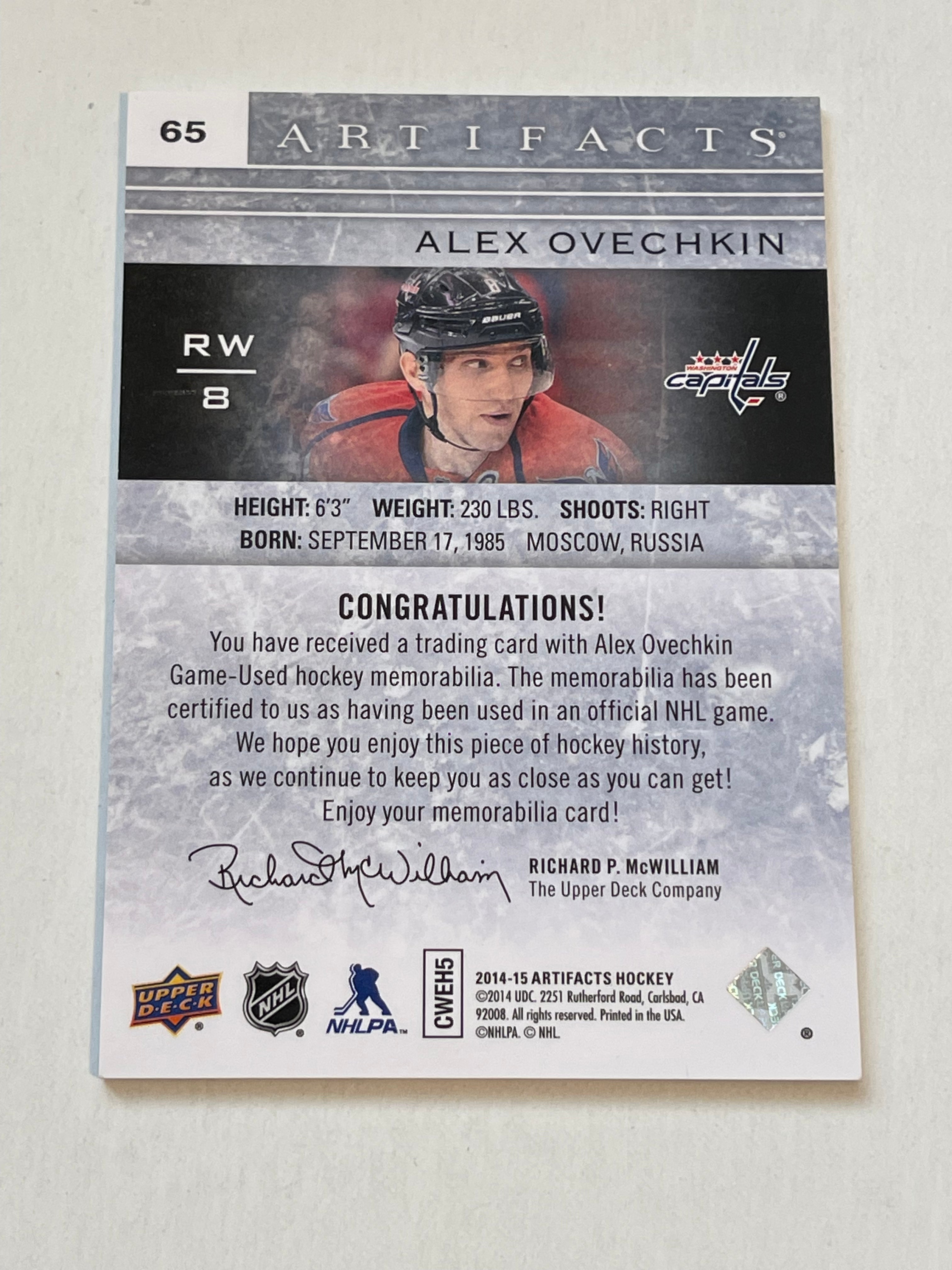 Alexander Ovechkin Double Memorabilia Hockey Insert Card - Rare Collectible for NHL Fans, Sports Memorabilia Enthusiasts & Card Collectors - Perfect for Display, Trading or Investment