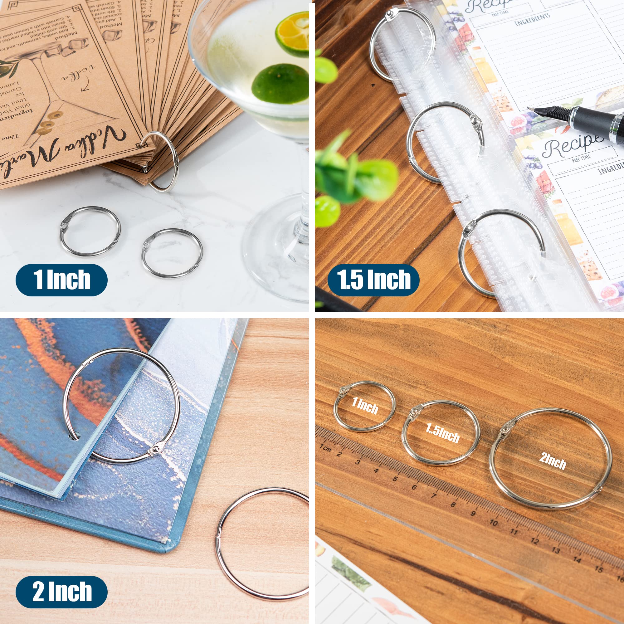 (60 Pack) Assorted Size Loose Leaf Binder Rings - 1