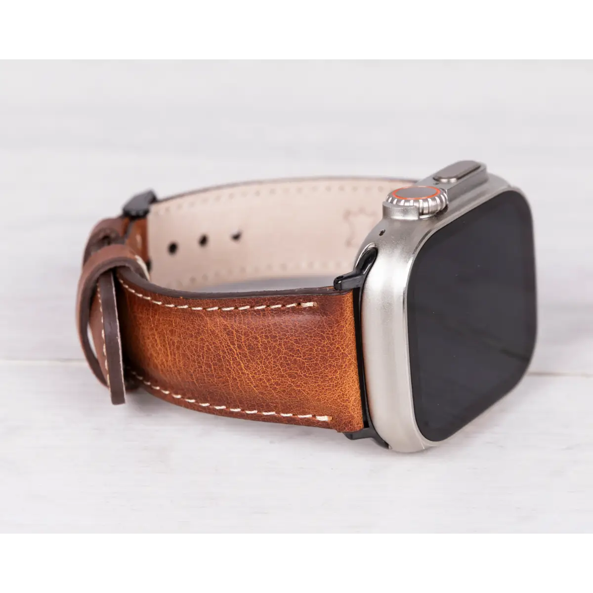 Premium Burnished Brown Leather Strap for Apple Watch - Classic & Stylish Replacement Band for Work, Gym & Everyday Wear