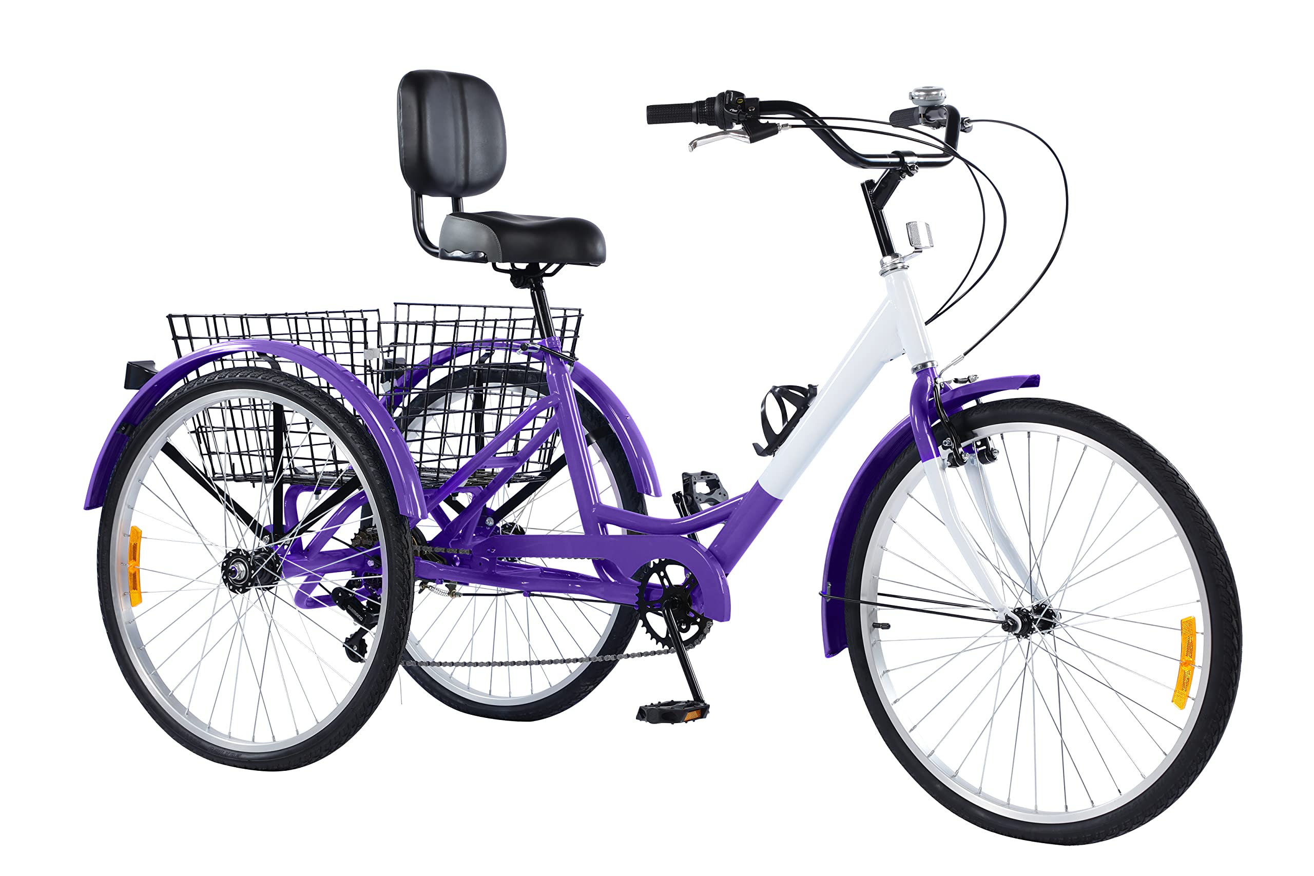 Sibosen 7-Speed Adult Tricycle - 20/24/26 Inch 3-Wheel Bicycle with Shopping Basket for Seniors & Adults - Comfortable Cruiser Trike for Grocery Shopping, Exercise & Outdoor Recreation (Multiple Colors)