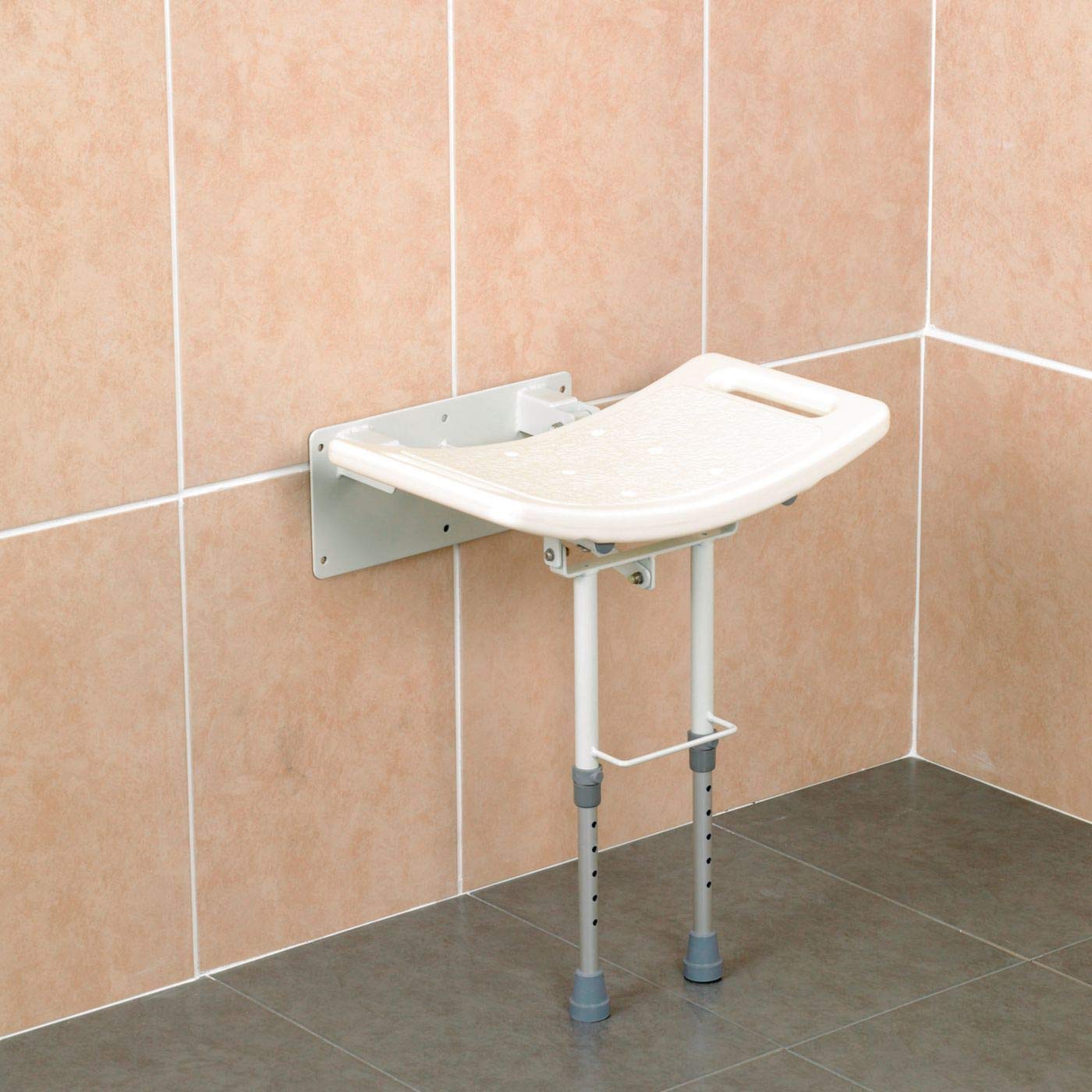 Homecraft Wall-Mounted Steel Shower Chair - Foldable Bath Seat with Non-Slip Rubber Feet (352 lbs Capacity) | Safe Shower Stool for Elderly & Handicap Bathroom Safety