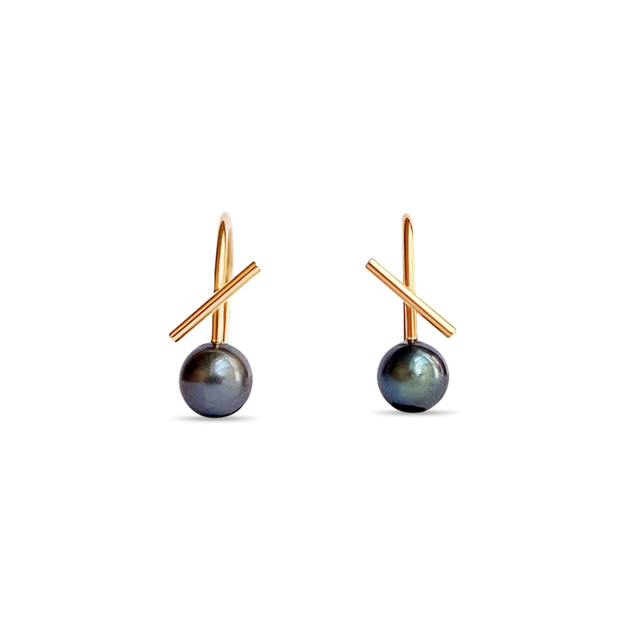Black Pearl Horizon Mini Thread Earrings - Dainty Boho Jewelry for Women | Perfect for Weddings, Parties & Everyday Wear