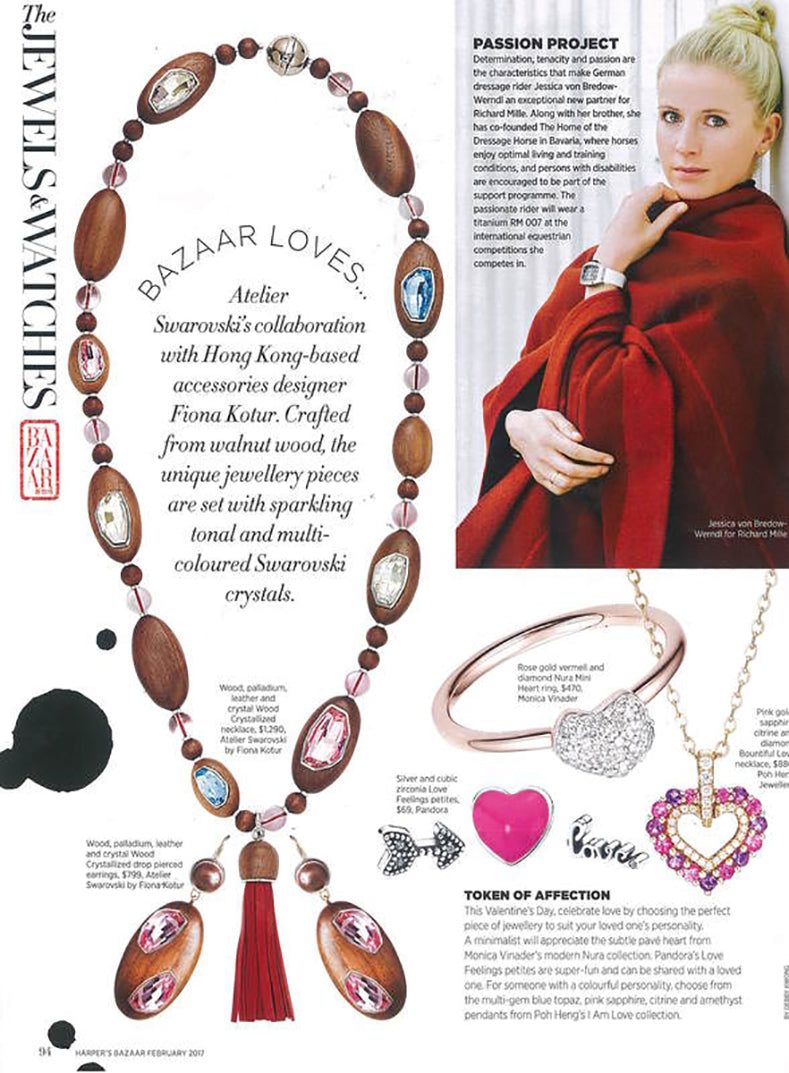 Atelier Swarovski x Fiona Kotur Walnut Wood Crystal Bead Necklace - Elegant Handmade Jewelry for Women, Perfect for Weddings, Parties & Special Occasions