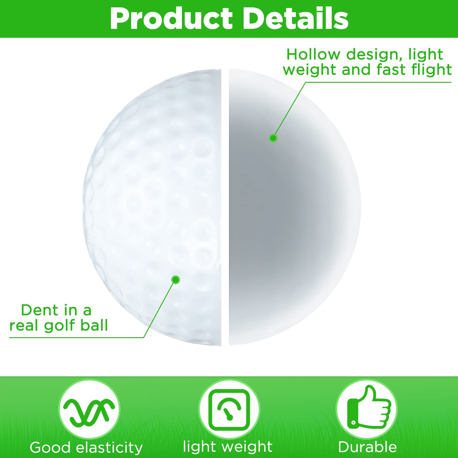 Yunsailing 120 Pcs Plastic Practice Golf Balls - Bulk Hollow Training Golf Balls with 2 Mesh Drawstring Storage Bags for Indoor & Outdoor Use | Perfect for Backyard, Driving Range, and Golf Course Practice