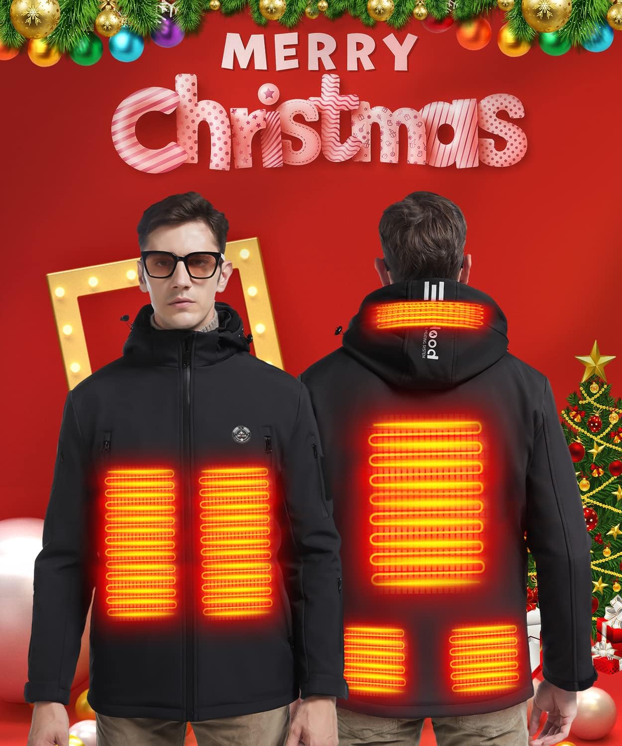 Heated Jacket for Men with Detachable Hood - Waterproof Winter Coat with Battery Pack - Perfect for Outdoor Activities, Skiing, Hiking & Cold Weather Commutes