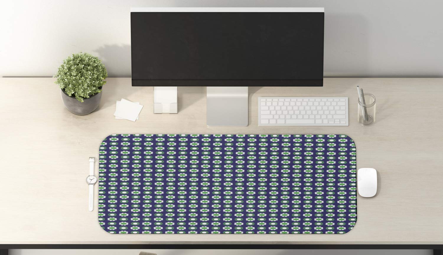 Ambesonne Navy Blue Floral Computer Mouse Pad - Large 31