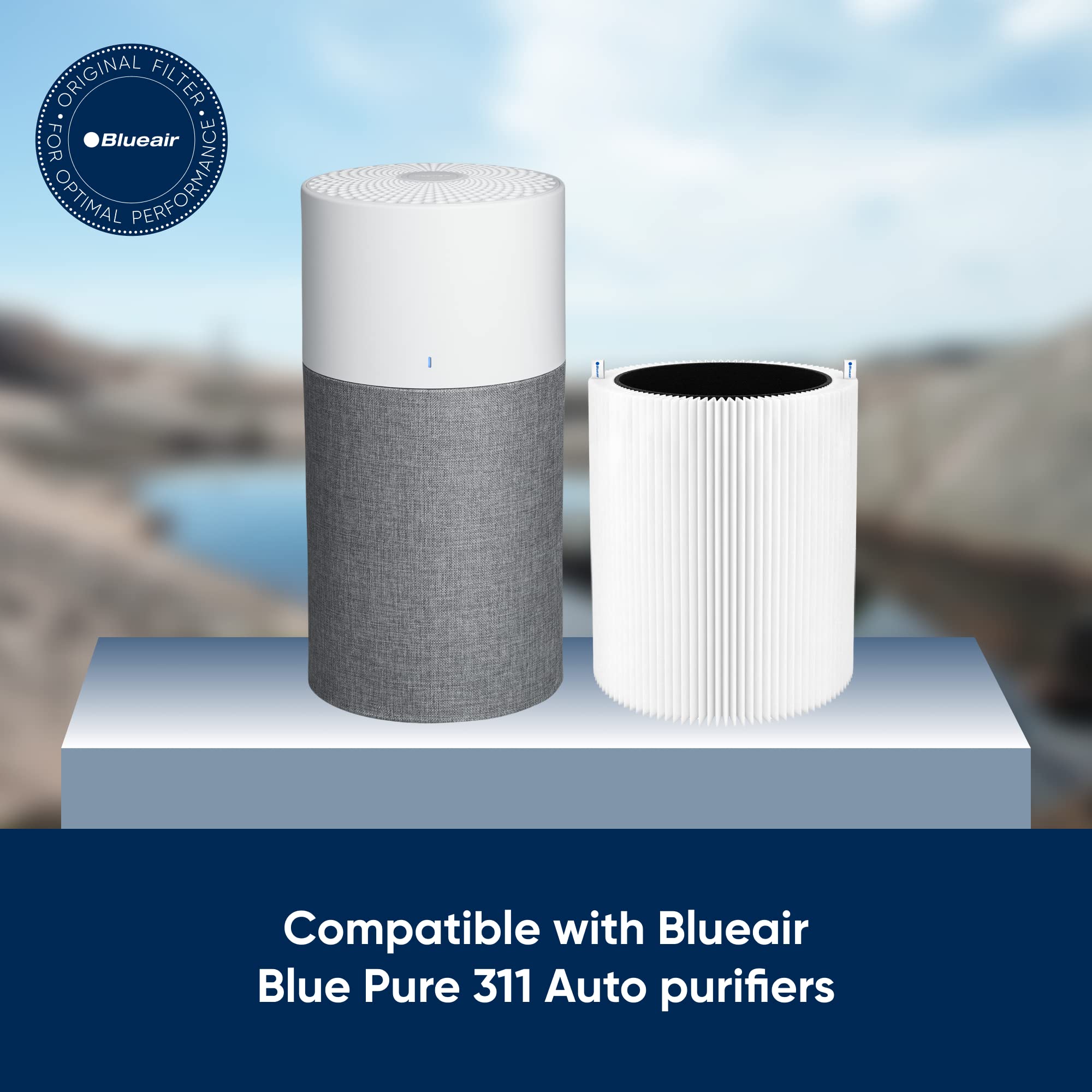 Blueair Blue Pure 311 Auto Medium Room Air Purifier with Genuine Replacement Filter - HEPA Particle & Activated Carbon Air Cleaner for Allergies, Dust, Smoke - Perfect for Bedroom, Office, Nursery Use