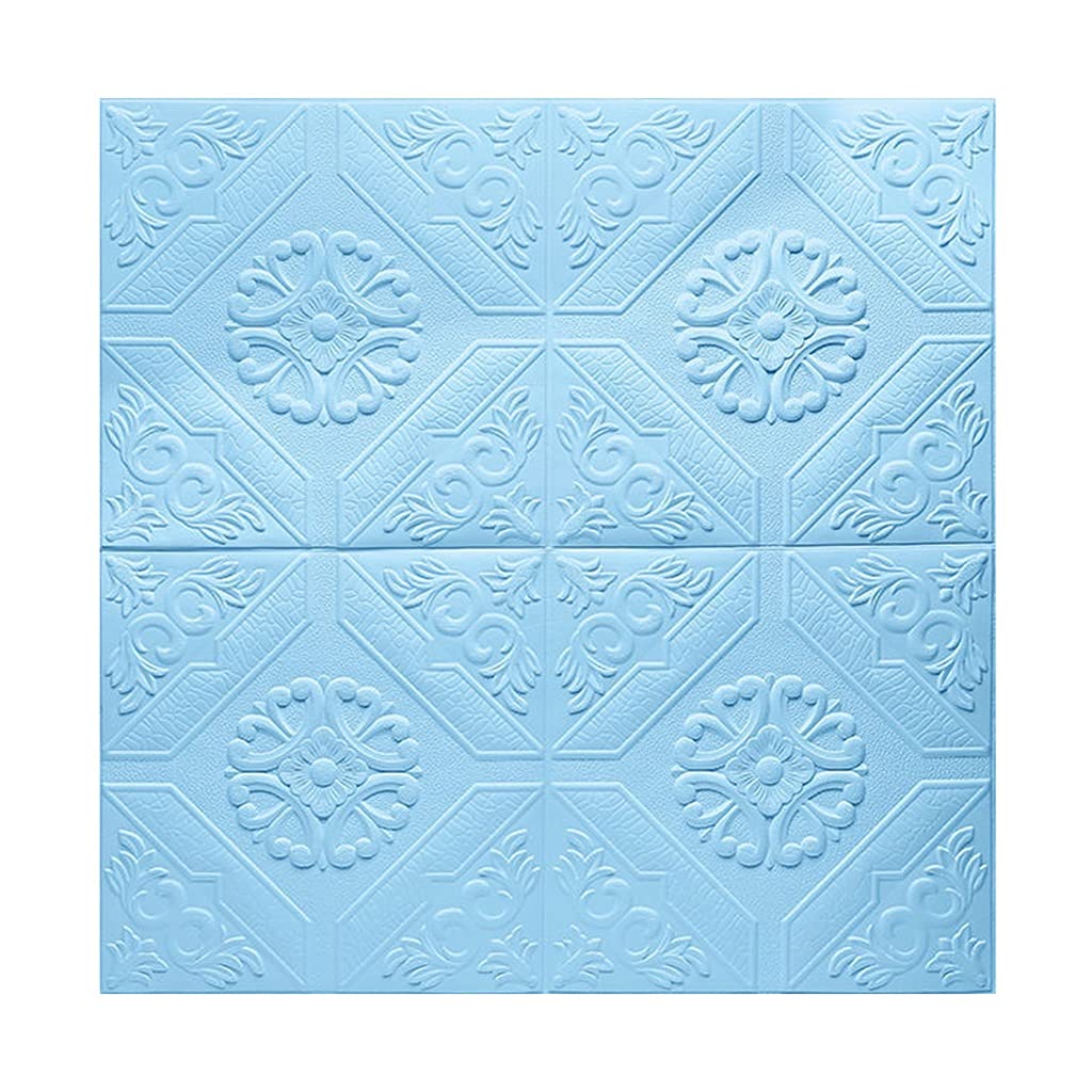 3D Brick Effect Wallpaper Stickers - 10pcs Self-Adhesive Tile Wallpaper for Bedroom, Living Room & Home Decor (70x77cm, Blue) - Perfect for Accent Walls, Feature Walls and DIY Home Improvement Projects