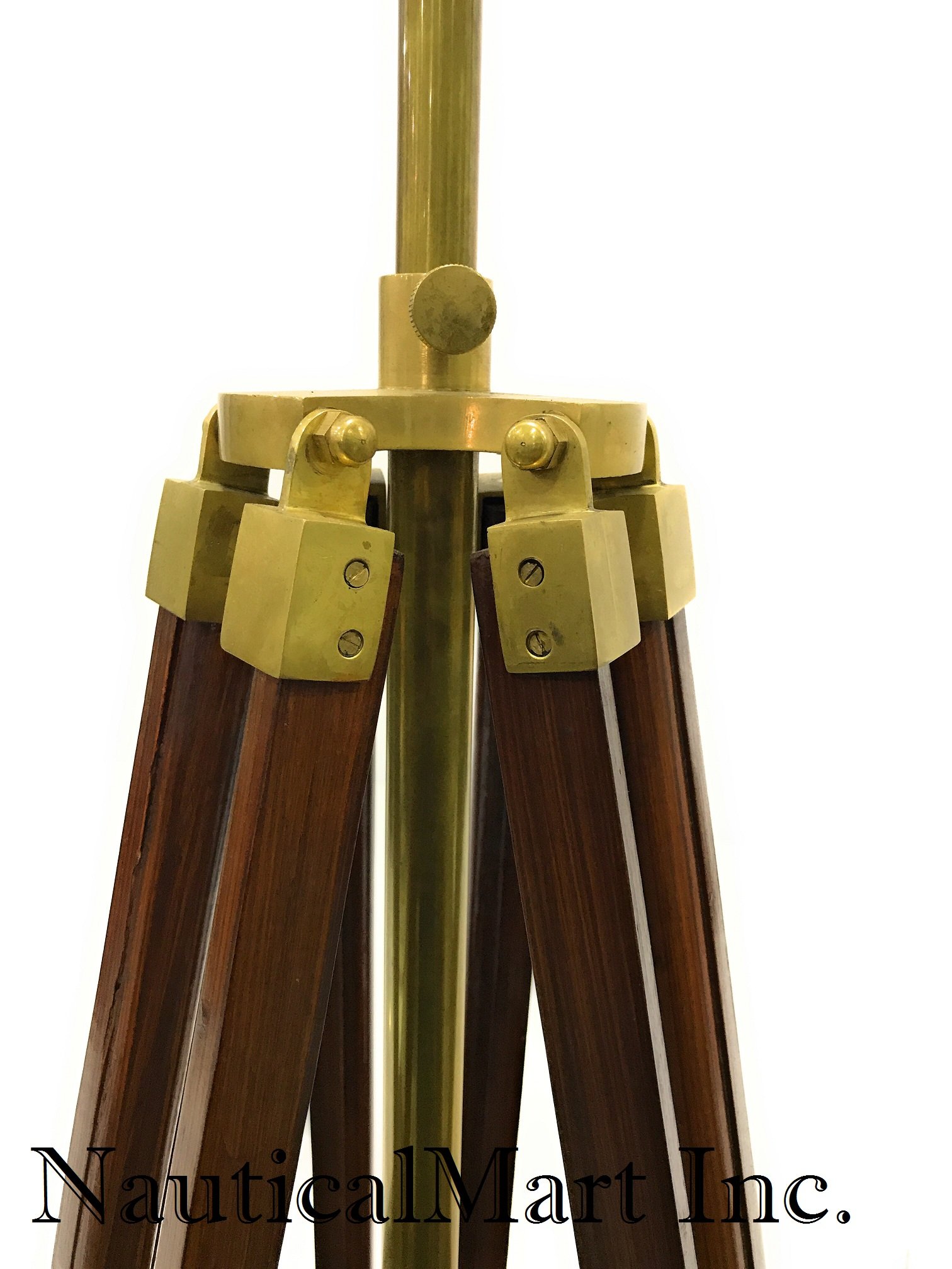 NauticalMart Designer Cherry Finish Wood Adjustable Tripod Floor Lamp - Modern Lighting for Living Room, Bedroom & Office - Only Lamp Stand Included