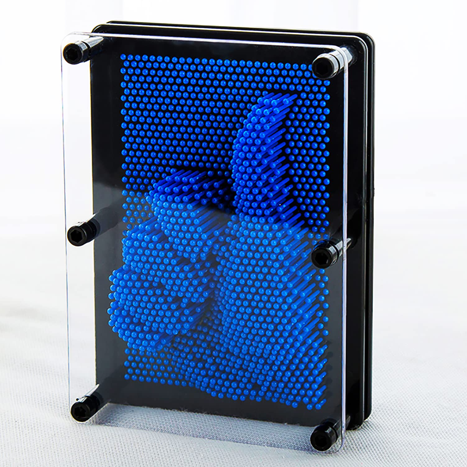 Hsxfl Classic 3D Pin Art Board Toy Sculpture - 8x6 Inch Large Sensory Fidget Toy for Kids & Adults, Stress Relief Birthday Gift for Boys Girls (Blue) - Perfect for Home, Office, Classroom & Therapy Use