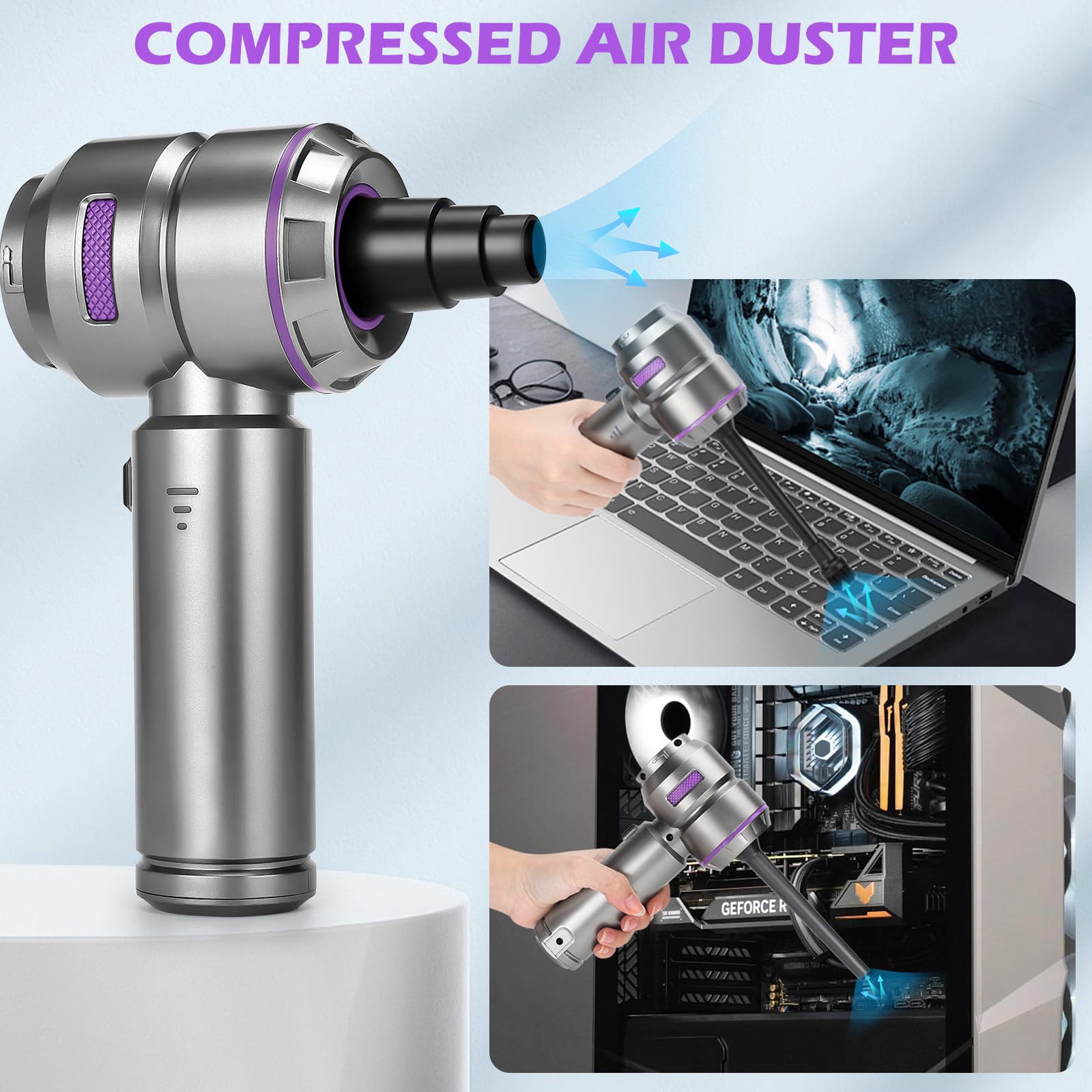 22000PA High Power Car Vacuum Cleaner - Rechargeable Handheld Cordless Mini Vacuum with Air Blower | Portable for Car, Home & Office | Perfect for Pet Hair, Crumbs & Dust Cleaning