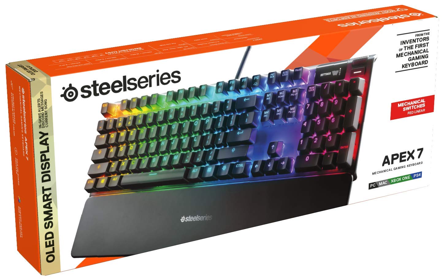 SteelSeries Apex 7 TKL Mechanical Gaming Keyboard - Compact Tenkeyless Design with RGB Backlighting | Perfect for Esports, FPS Gaming & Office Work