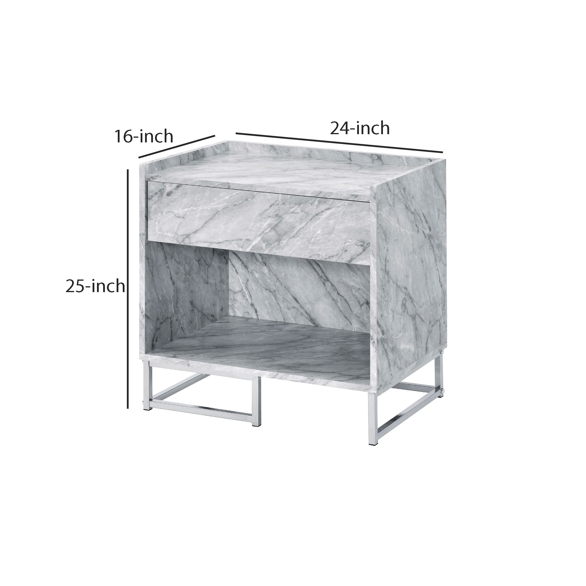 Benjara Faux Marble Accent Table - Chrome Finish Blue & Gold Side Table | Perfect for Living Room, Bedroom, or Office Decor