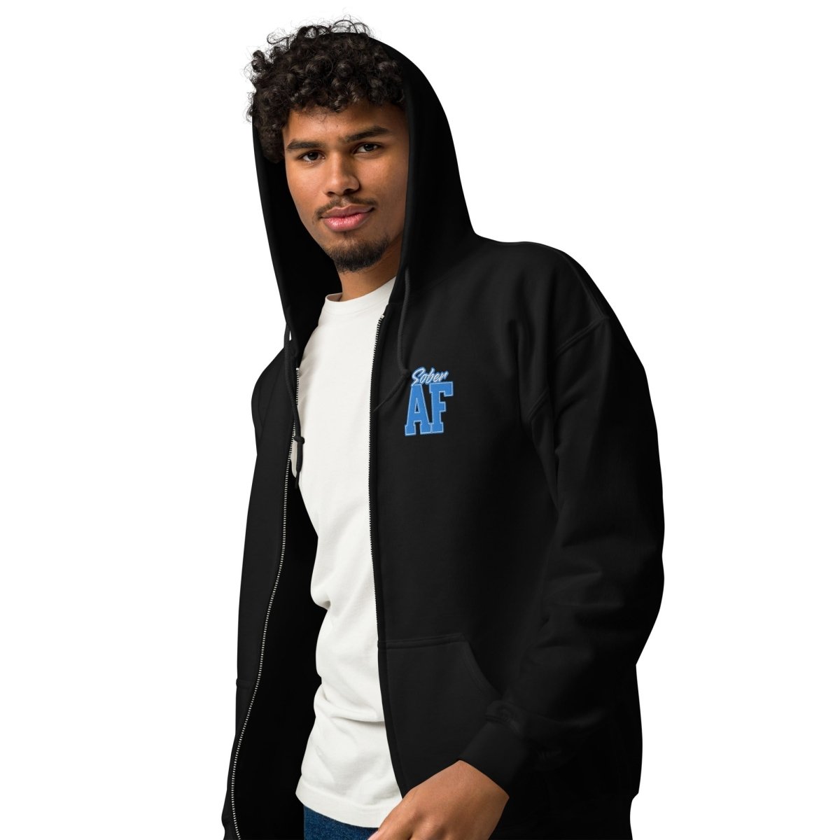 Sober AF Unisex Heavy Blend Zip Hoodie - Comfortable & Stylish Pullover for Men & Women - Perfect for Casual Wear, Gym, and Outdoor Activities