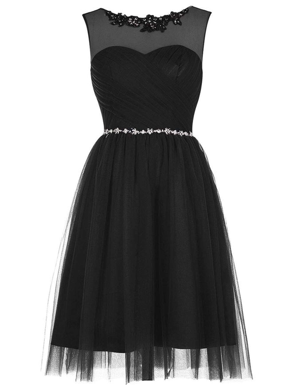 Elegant Beaded Tulle Prom Dress for Homecoming & Cocktail Parties - Short Formal Gown with Appliques for Women's Special Occasions
