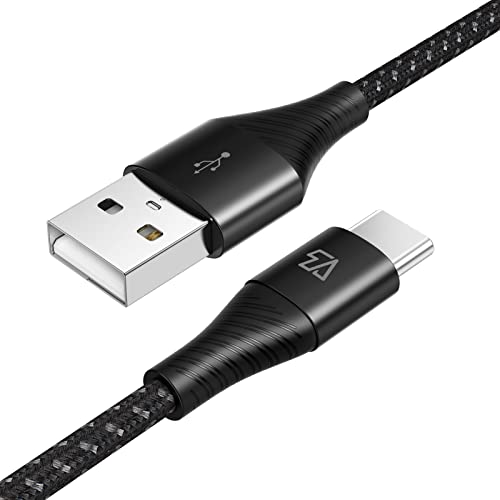 Fast Charging USB Type C Cable 6ft - 3A USB C to A Braided Cable Compatible with Galaxy S20/S10/S9, iPad Pro 11, MacBook Pro - Durable & Tangle-Free for Home, Office & Travel (Black)