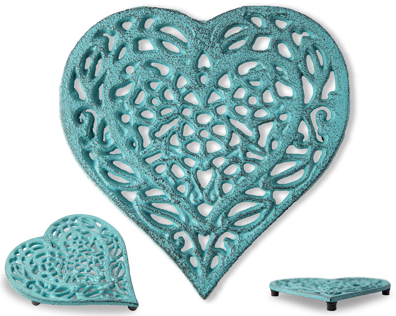 Vintage Cast Iron Heart Trivet - 6.75