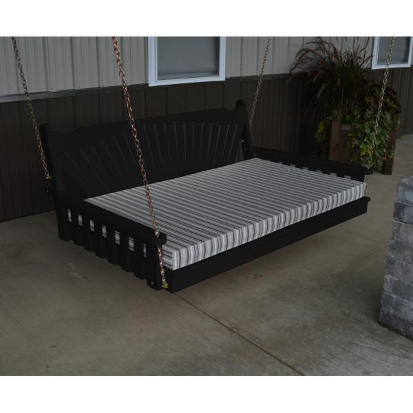 Yellow Pine Swing Bed with Fanback - Outdoor Hanging Bed for Porch, Patio, or Garden Relaxation
