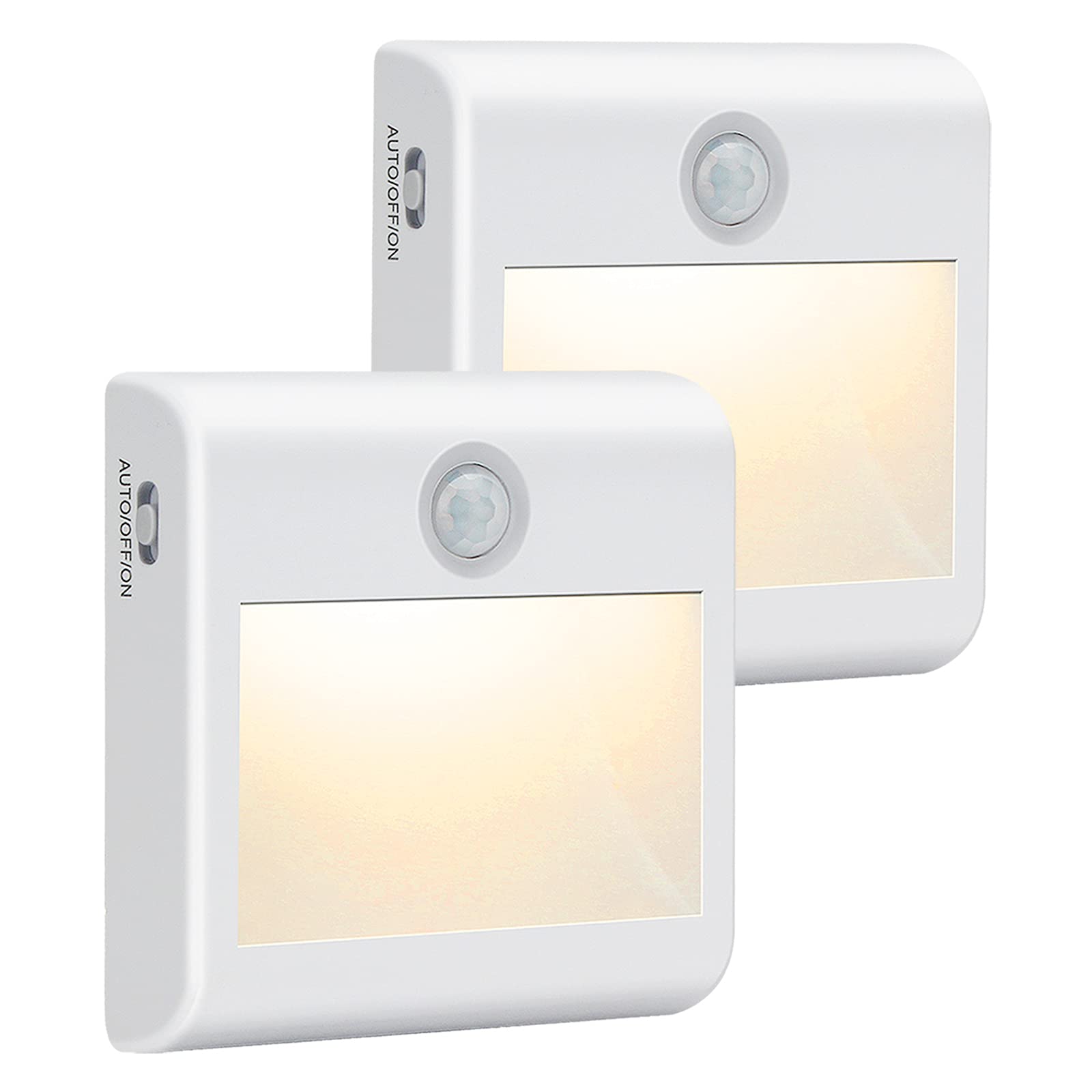2 Pack Motion Sensor Night Lights - Battery Powered Stick-On LED Closet Lights for Hallway, Stairs, Bathroom & Kitchen (Auto/On/Off) - Perfect for Bedrooms, Cabinets & Dark Spaces