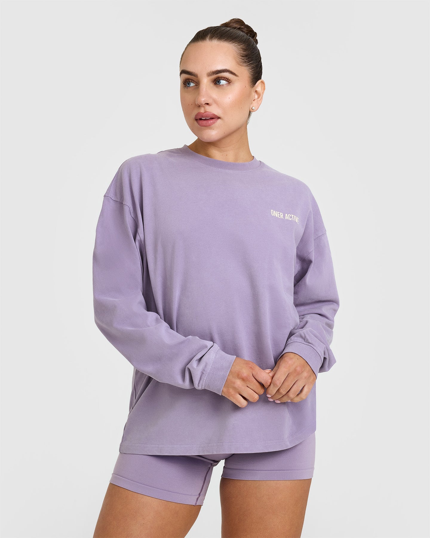 Oversized Graphic Washed Long Sleeve T-Shirt | Soft Purple Vintage Style | Women's Casual Loungewear for Everyday Wear & Street Fashion