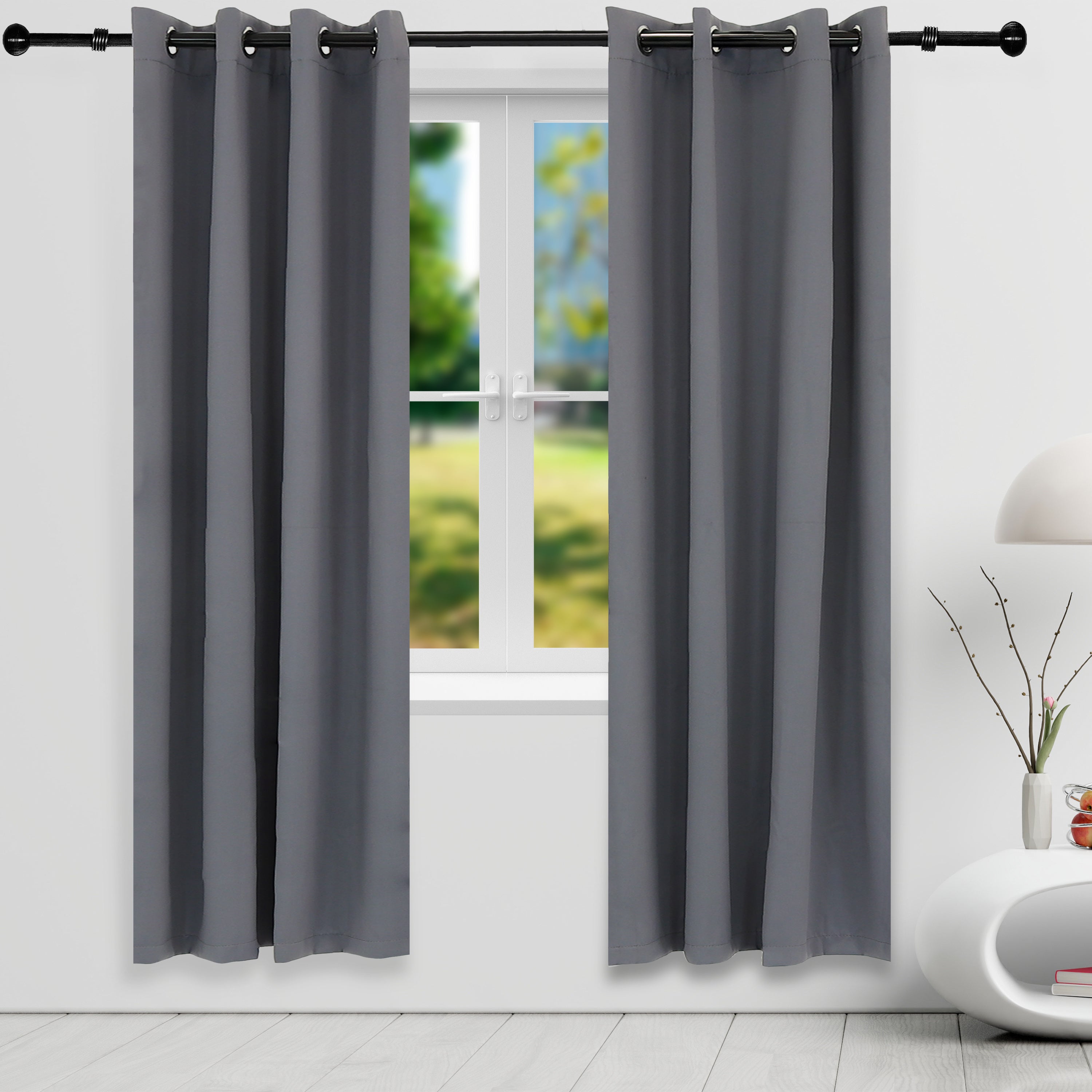 Blackout Curtain Panels with Grommet Top for Bedroom & Living Room - Sunnydaze Outdoor Light Blocking Window Drapes for Privacy & Sleep