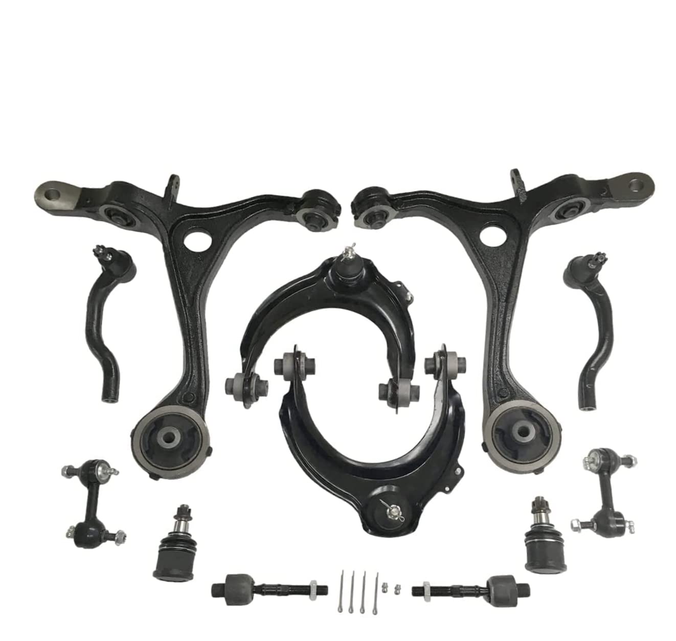 12Pcs Front Lower Upper Control Arms & Tie Rods Set for 2003-2007 Honda Accord Acura TSX - Replacement Suspension Parts for Smooth Ride & Precise Steering - Perfect for Daily Commute & Performance Driving