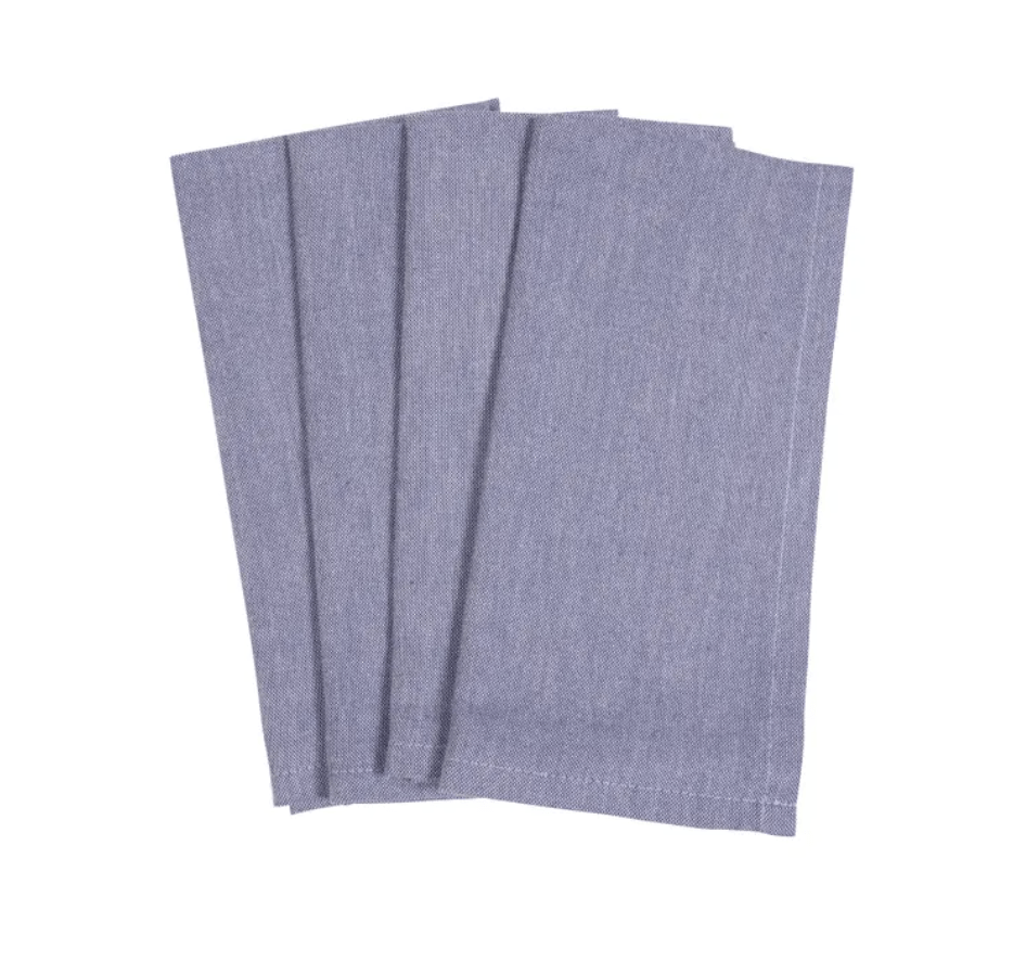 Premium KAF Chambray Napkins - Navy Blue Set of 4 - Soft & Absorbent Cotton Table Linens for Fine Dining, Dinner Parties & Everyday Use