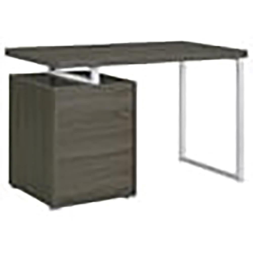 Allora 3-Drawer Modern Wooden Office Desk in Weathered Gray/Silver - Stylish Home Office Furniture for Small Spaces & Remote Work