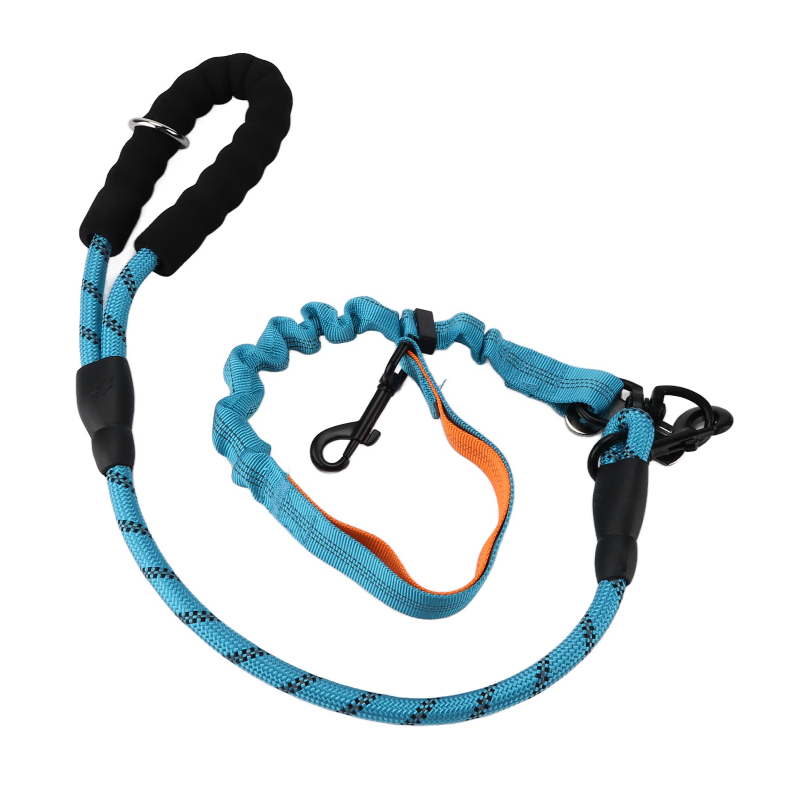 Reflective Elastic Dog Leash with Shock Absorber - Safe Night Walking, Running & Training Leash for Dogs (Blue) - Perfect for Evening Walks, Jogging & Obedience Training