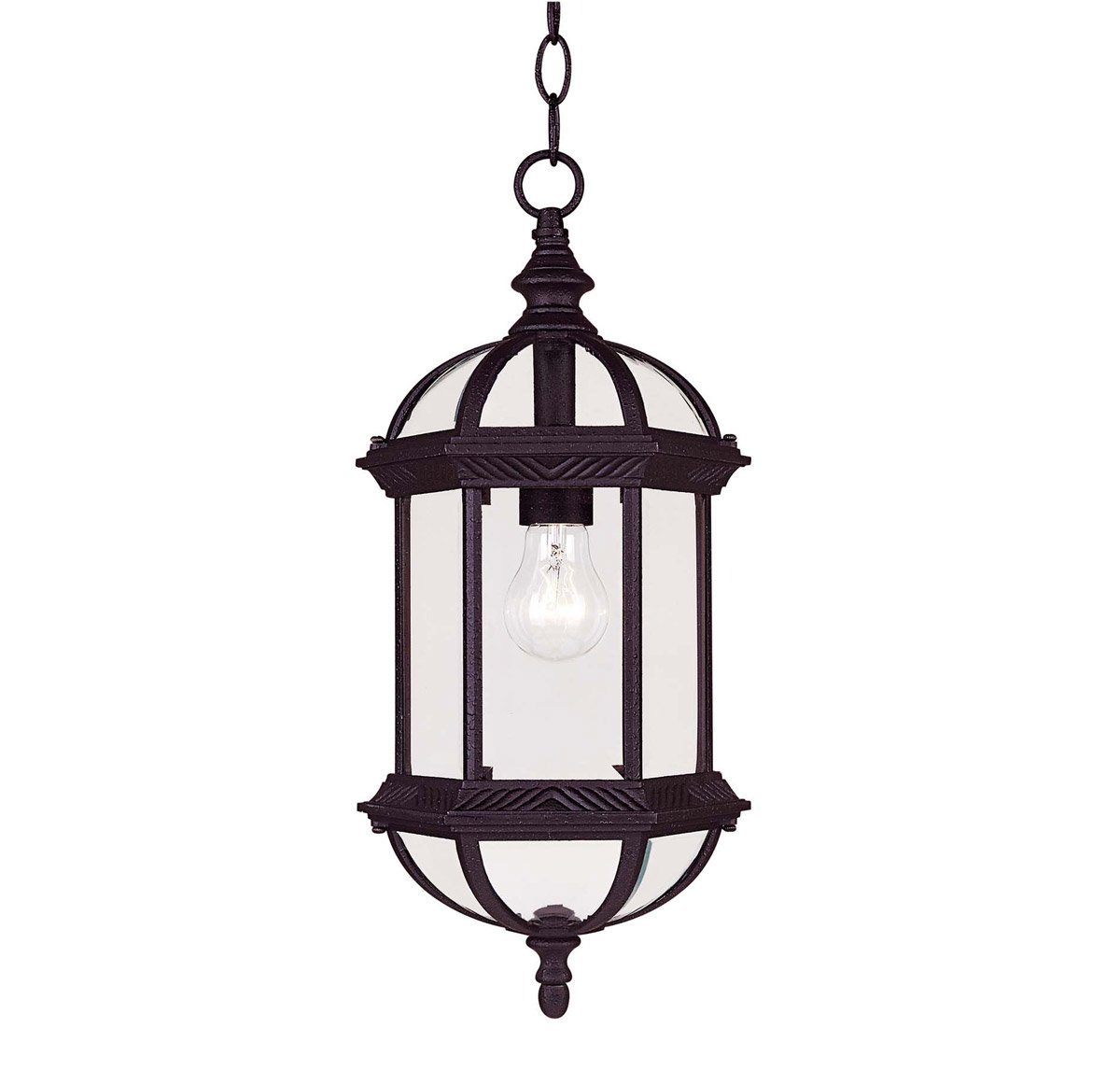 8 Inch Black Textured Outdoor Pendant Light Fixture - 100W Incandescent Bulb Included - Perfect for Patio, Porch & Garden Lighting
