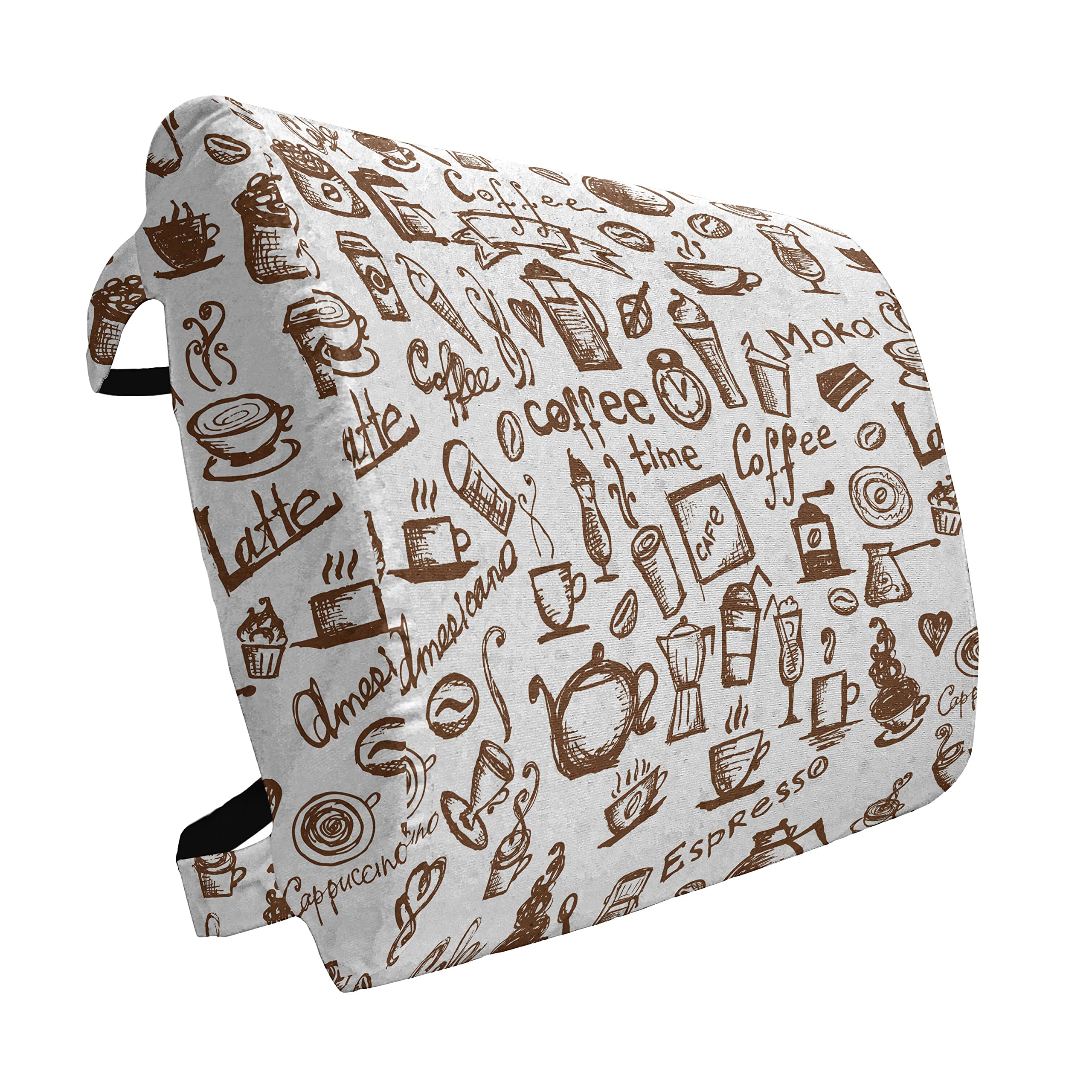 Ambesonne Coffee Lumbar Support Pillow - High Density Foam for Office Chairs & Car Seats - 14x13 Inches Brown White - Perfect for Back Pain Relief at Work or During Long Drives