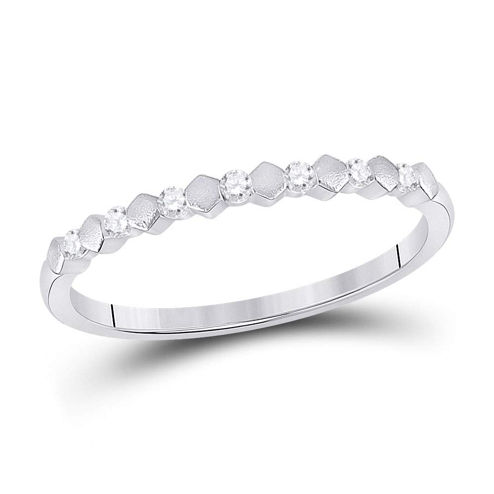14K White Gold Women's Round Diamond Stackable Band Ring - 1/10 CTTW - Perfect for Everyday Wear, Anniversary Gifts & Bridal Jewelry