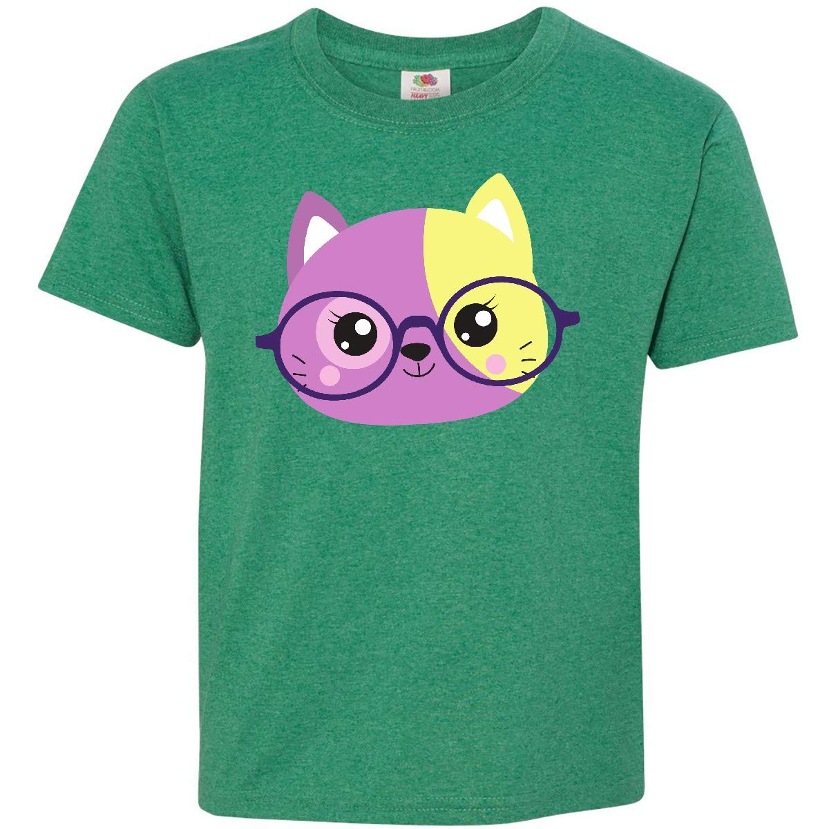Hipster Cat with Glasses Youth T-Shirt | Cute Kitten Graphic Tee for Boys & Girls | Perfect for School, Casual Wear & Cat Lovers