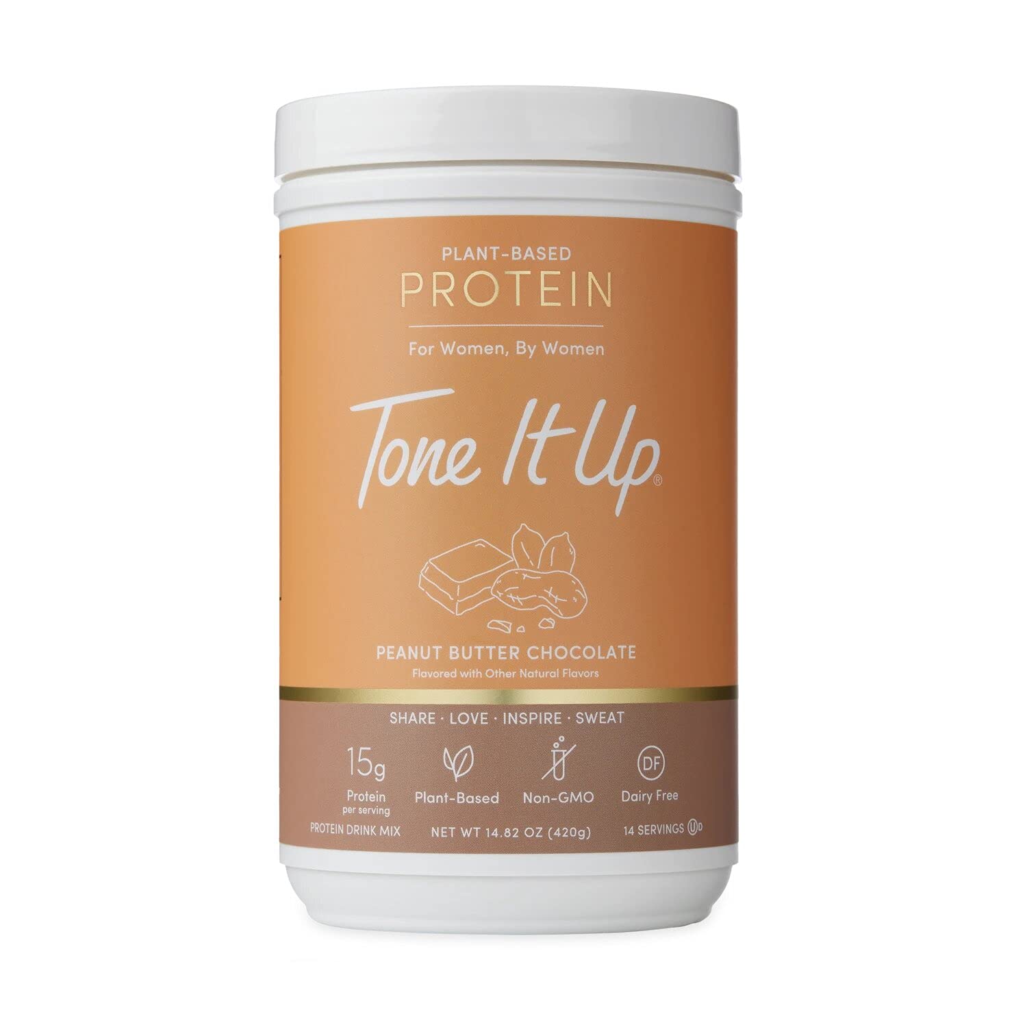 Tone It Up Plant Based Protein Powder - Peanut Butter Chocolate Flavor - Vegan Pea Protein for Women - Gluten Free, Dairy Free, Non-GMO & Kosher - 15g Protein per Serving (14 Servings) - Perfect for Post-Workout Recovery & Healthy Smoothies