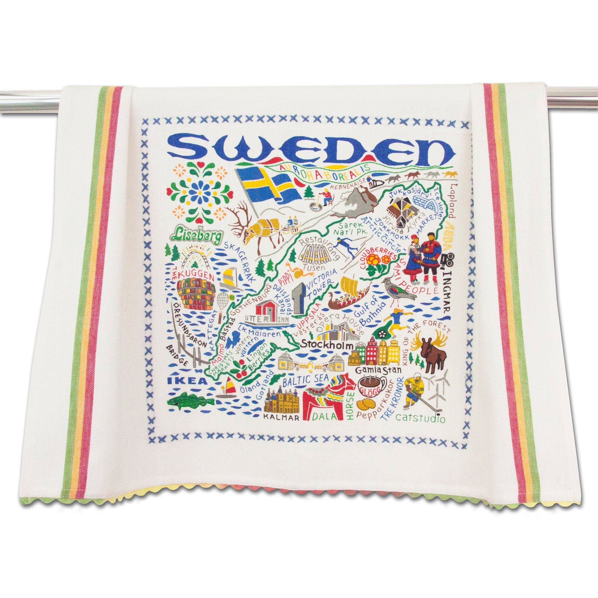 Catstudio Sweden Dish & Hand Towel Set - Absorbent Cotton Kitchen, Bar & Bathroom Towels for Drying Dishes, Wiping Hands & Decorating Home