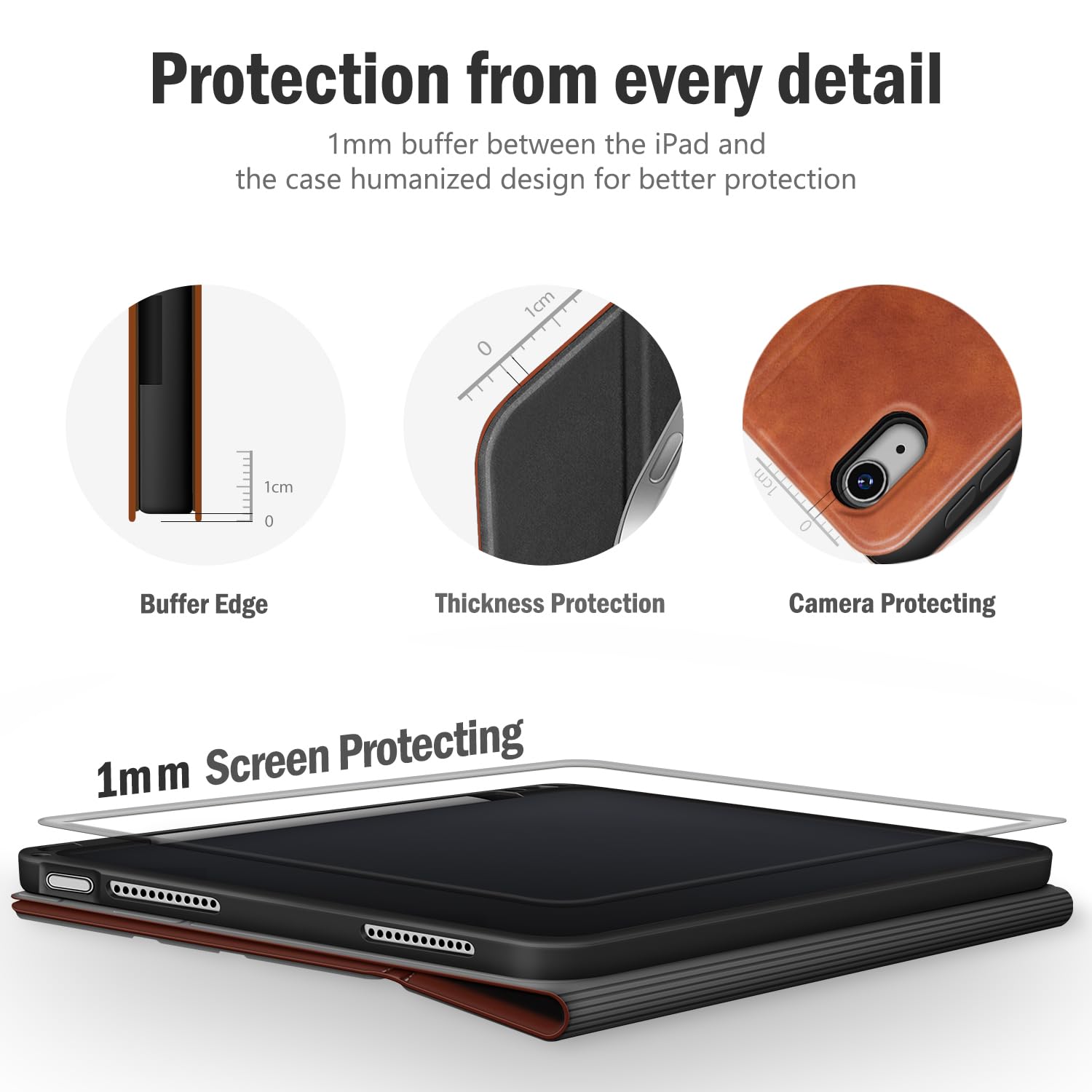 Premium PU Leather iPad Air 13 Inch Case (2025 M3/2024 M2) with Pencil Holder - Compatible with Apple Pencil Pro & USB-C Pencil, Auto Sleep/Wake Function - Protective Cover for iPad Air 13