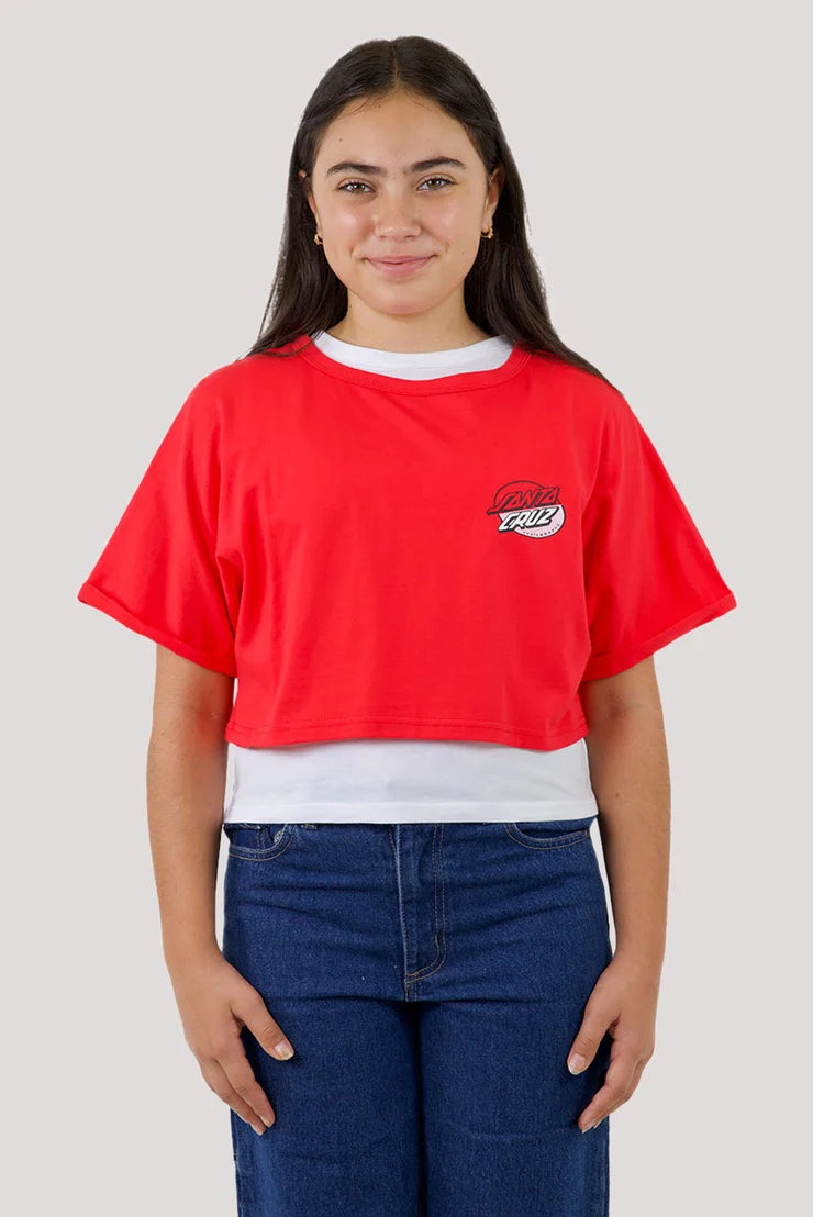 Santa Cruz Oval Dot Splice Chest Girls Tee - Trendy Graphic T-Shirt for Teen Girls - Perfect for Casual Wear, School, and Street Style