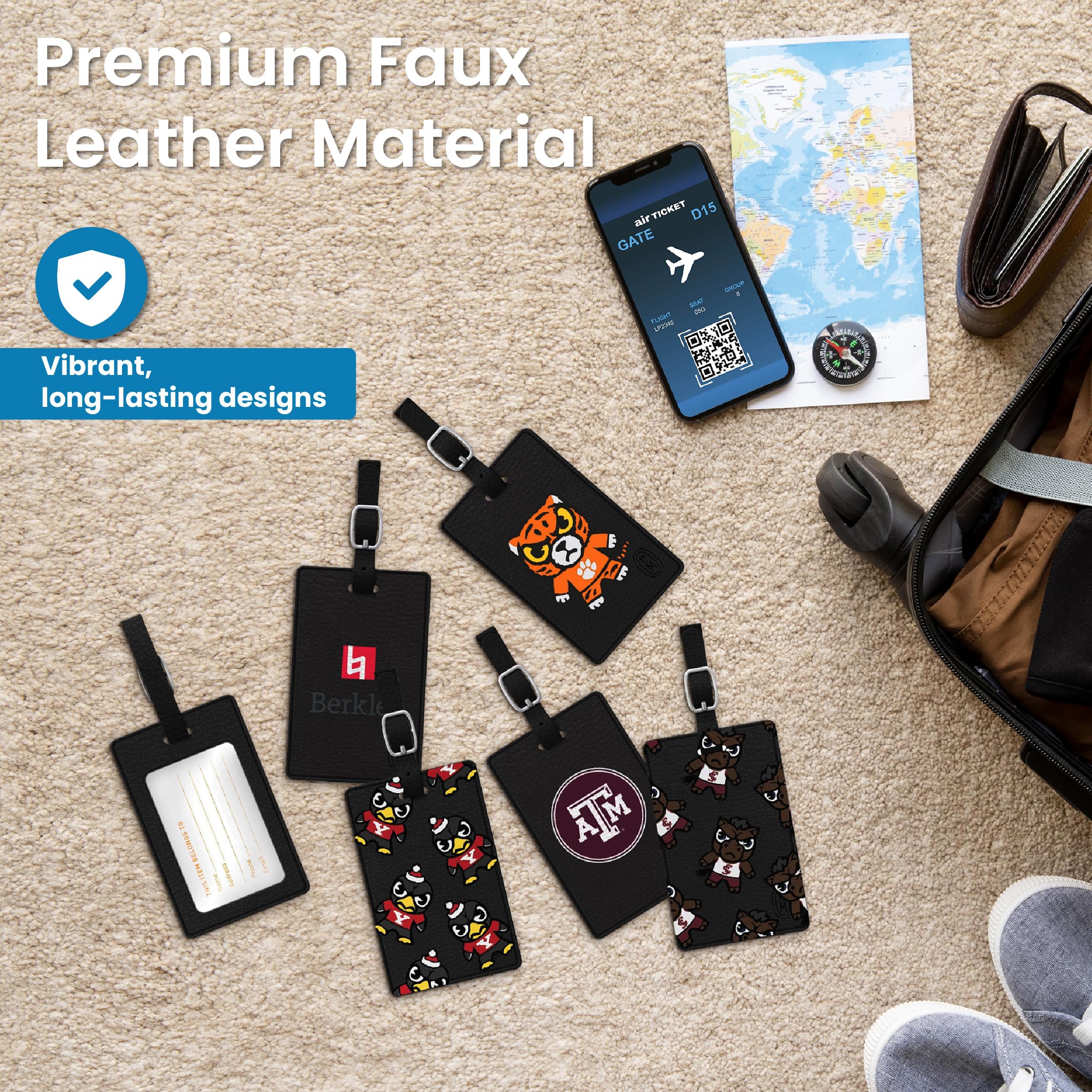 OTM Essentials Daemen University Faux Leather Luggage Tag - Durable Travel ID Tag with Adjustable Strap & Card Holder - Perfect for Suitcases, Backpacks & Travel Bags - College Alumni Gift Idea