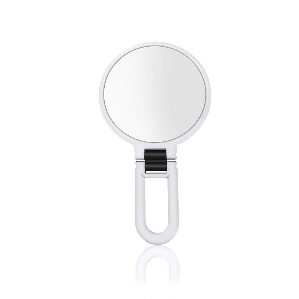 15X Magnifying Vanity Mirror - Portable Folding Makeup Mirror with Double Sided Handheld Design for Travel & Home Beauty Routine (White) | Perfect for Makeup Application, Skincare & Hair Styling