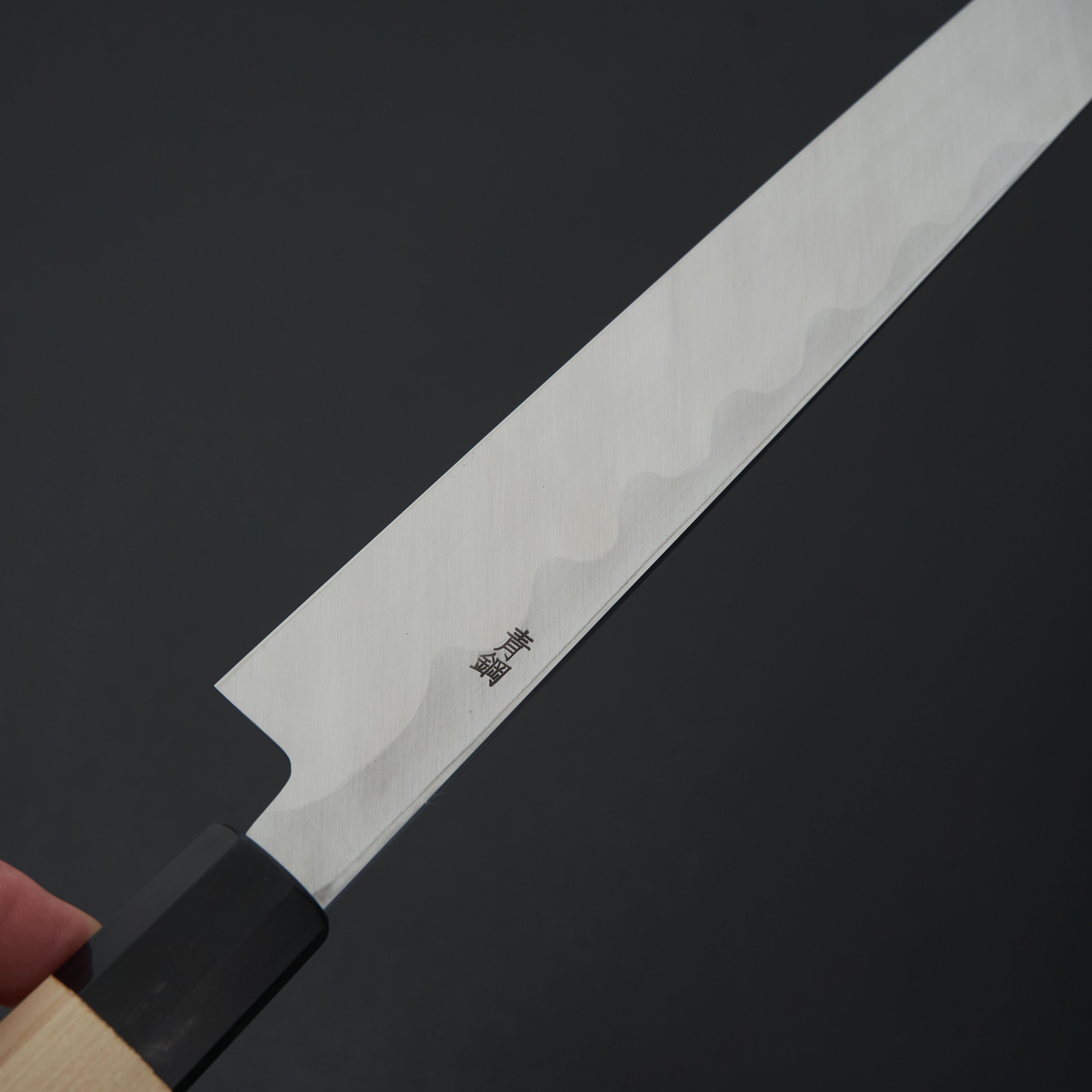 Premium Hitohira Kikuchiyo Manzo Blue #2 Yanagiba 330mm Sushi Knife - Japanese Ho Wood Handle with Saya - Perfect for Sushi Chefs & Japanese Cuisine Preparation