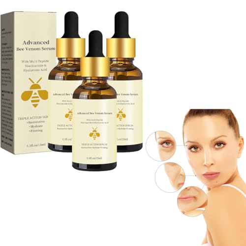 Vintesse Advanced Bee Venom Serum with Collagen - Anti-Aging & Moisturizing Face Serum for Glowing Skin (3 Pack) - Perfect for Night Routine & Dry Skin Care
