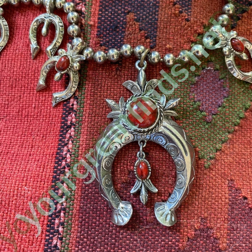 Vintage Silver Squash Blossom Necklace - Authentic Native American Jewelry for Women | Perfect for Boho Fashion, Weddings & Special Occasions