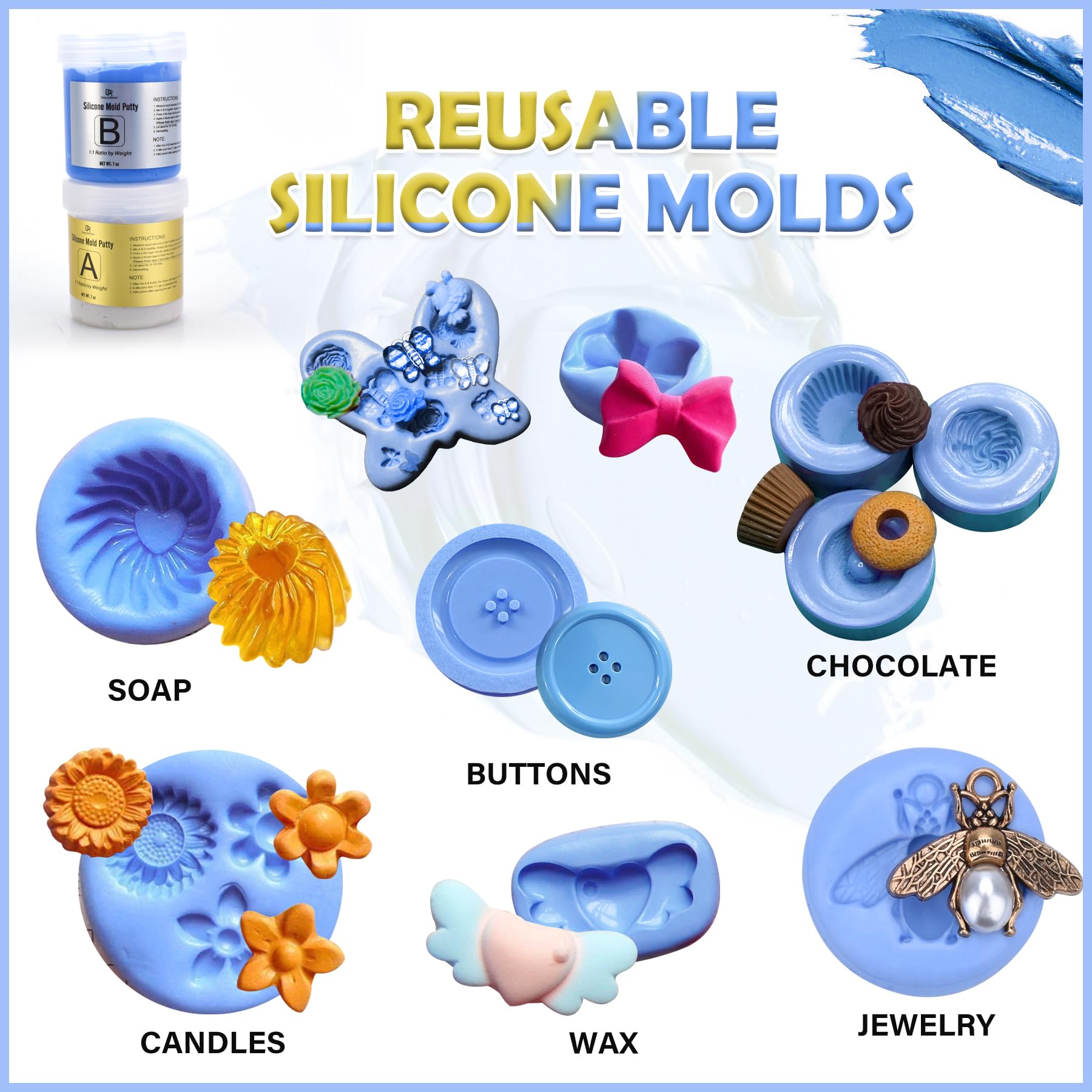 Premium Silicone Mold Making Putty Kit - 7/8 LB Fast-Curing Flexible Silicone for DIY Casting, Resin, Soap & Candle Molds - Easy 1:1 Mix Ratio, Reusable - Perfect for Crafting, Jewelry Making & Home Decor Projects