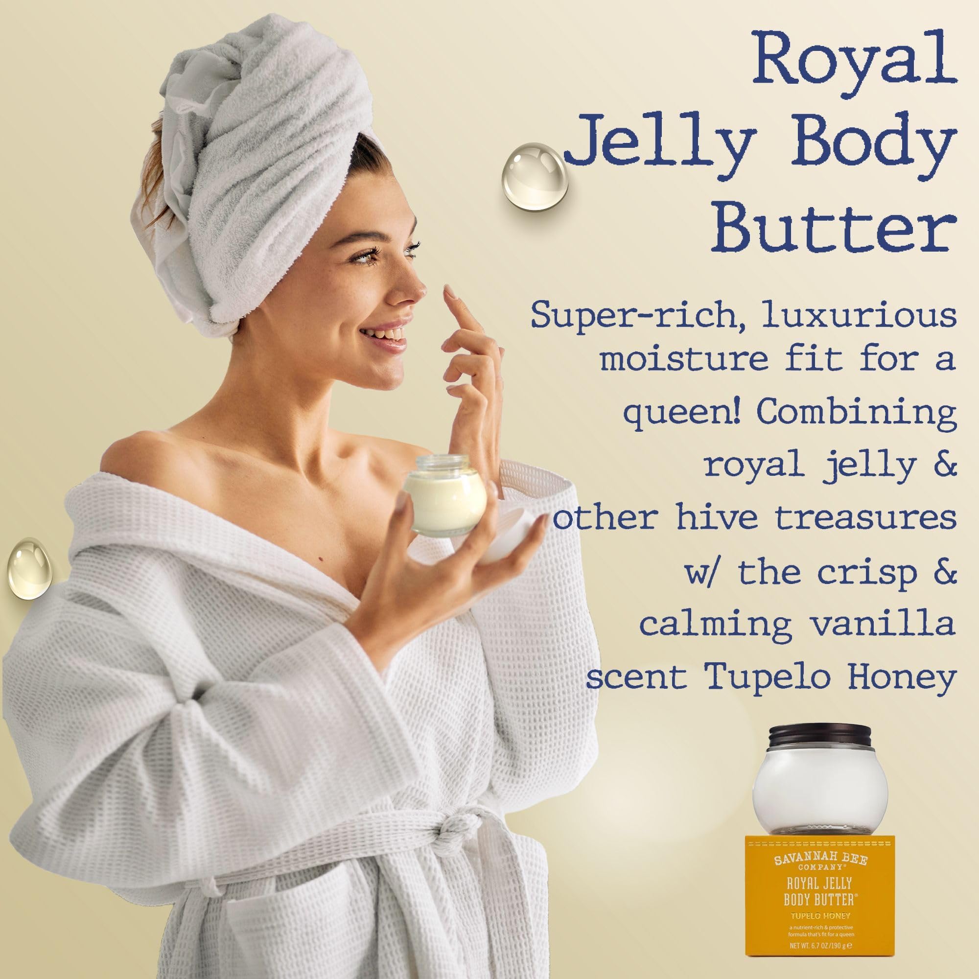 Savannah Bee Company Royal Jelly Body Butter - Ultra Hydrating Moisturizer for Dry, Sensitive Skin | Nourishing Skincare for Daily Use & Nighttime Routine