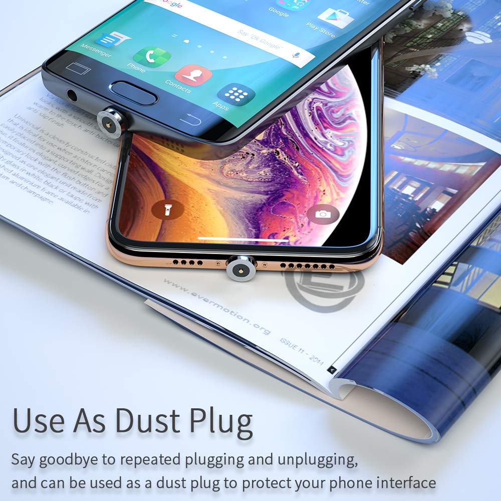 3-in-1 Magnetic Charging Cable with 360° Rotation | Fast 2.4A Nylon Braided USB Cable Compatible with Micro USB, Type C & Lightning | Perfect for Phones, Tablets & Smart Devices | Ideal for Home, Office & Travel Use (2M)