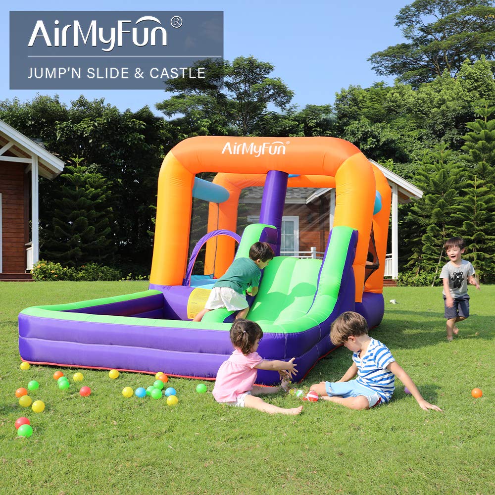 **AirMyFun Inflatable Bounce House with Slide & Ball Pit for Kids Ages 5-12 – Outdoor Garden Play, Birthday Parties & Backyard Fun**
