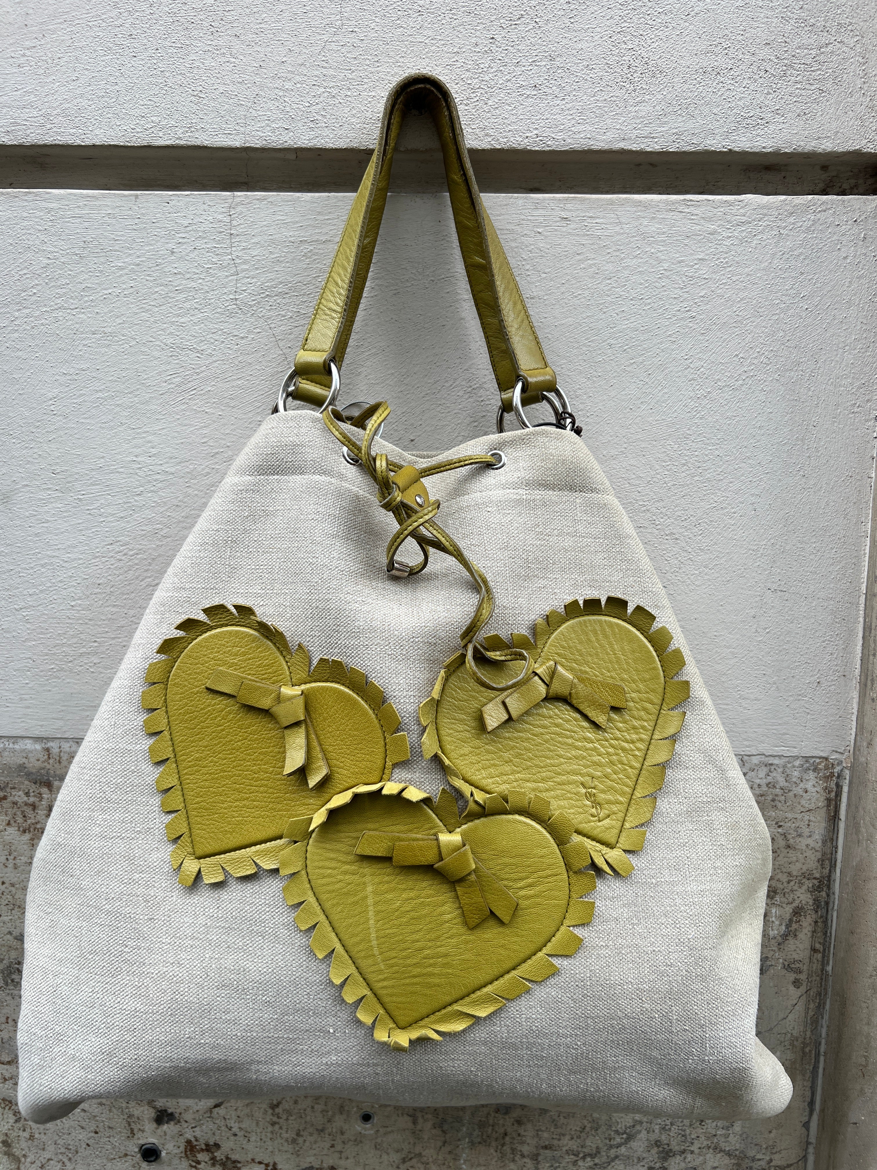 Saint Laurent Pistachio Canvas Shopper Tote Bag - Stylish & Spacious for Work, Travel & Everyday Use