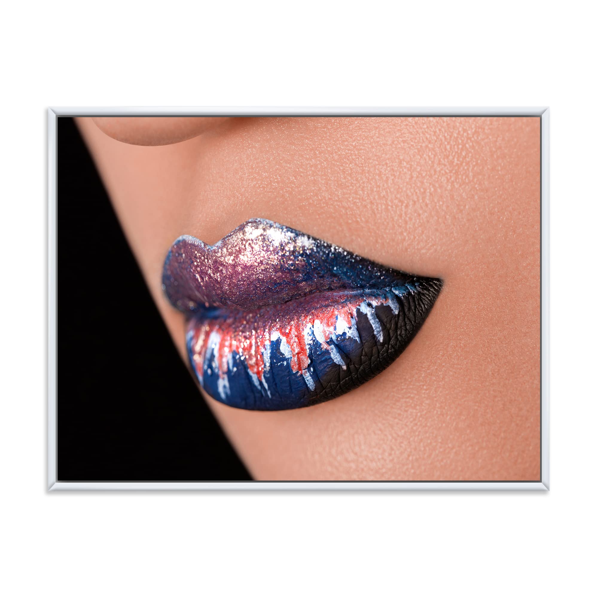 Creative & Fashionable Lip Makeup Art - Modern Framed Canvas Wall Print for Home & Office Decor